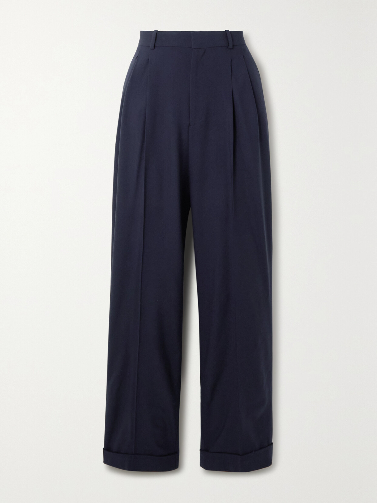 Polo Ralph Lauren - Pleated Straight-leg Wool-crepe Pants - Blue