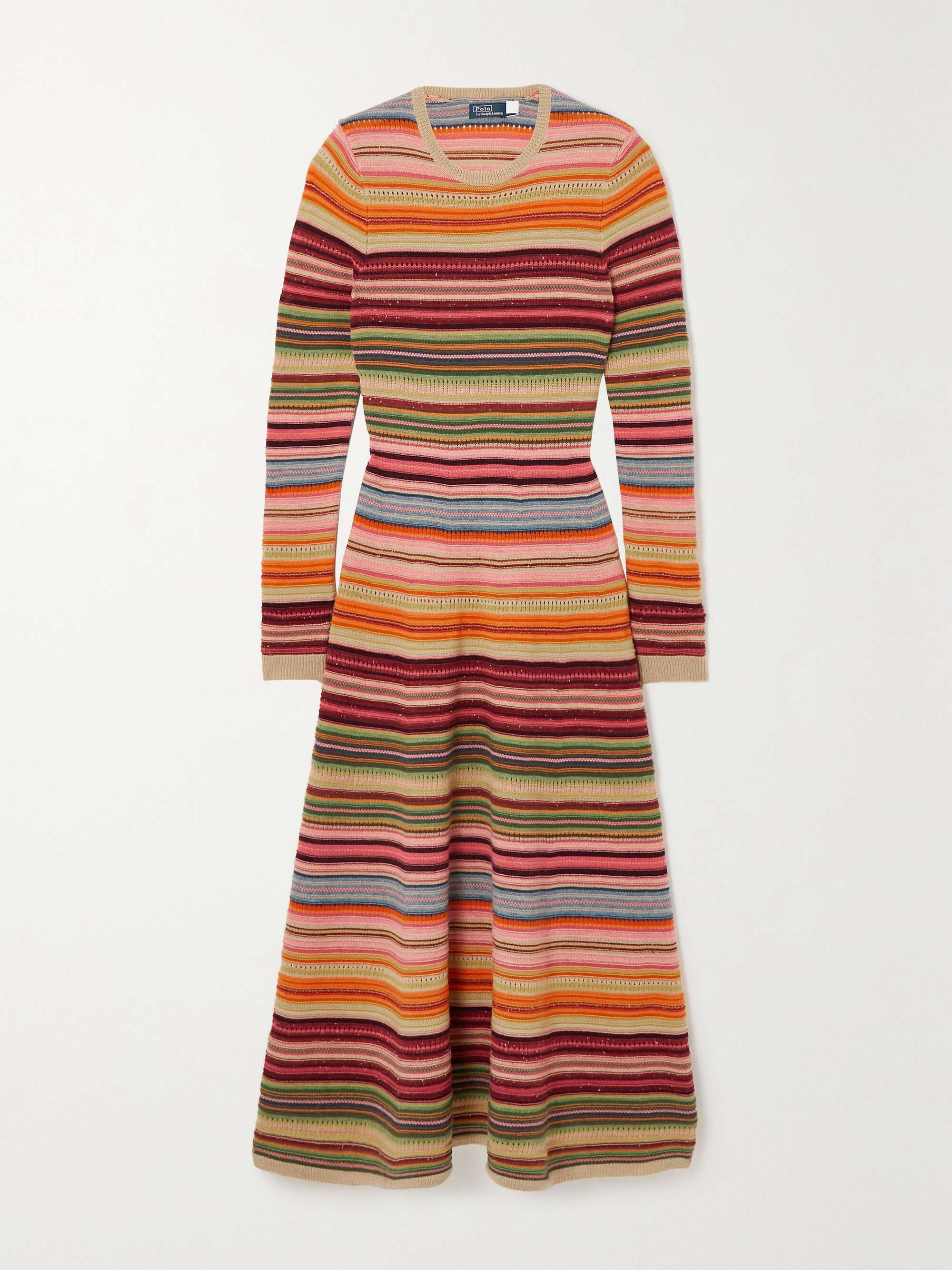 POLO RALPH LAUREN Striped wool-blend midi dress | NET-A-PORTER