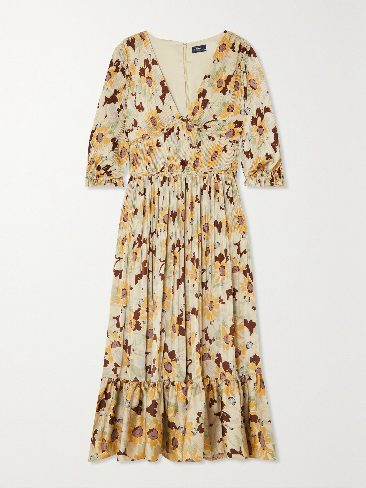 Polo Ralph Lauren - Ltiti Floral-print Plissé-crepe Midi Dress - Yellow