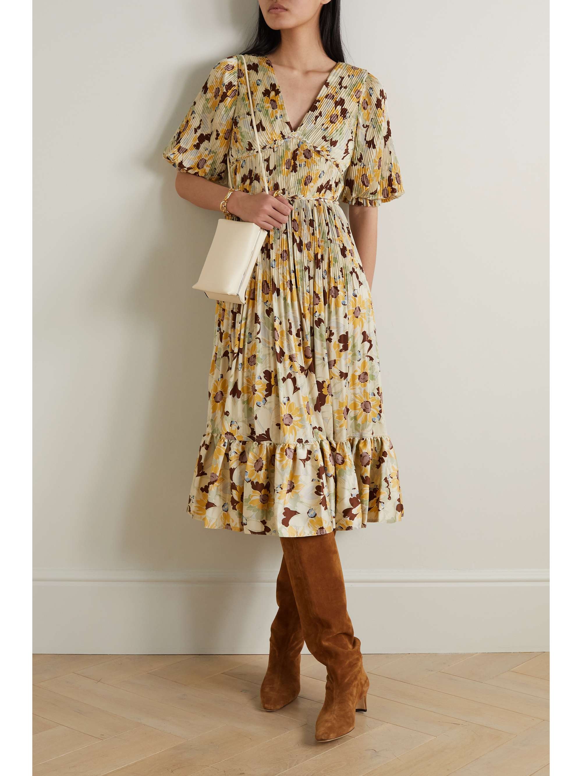 POLO RALPH LAUREN Ltiti floral-print plissé-crepe midi dress