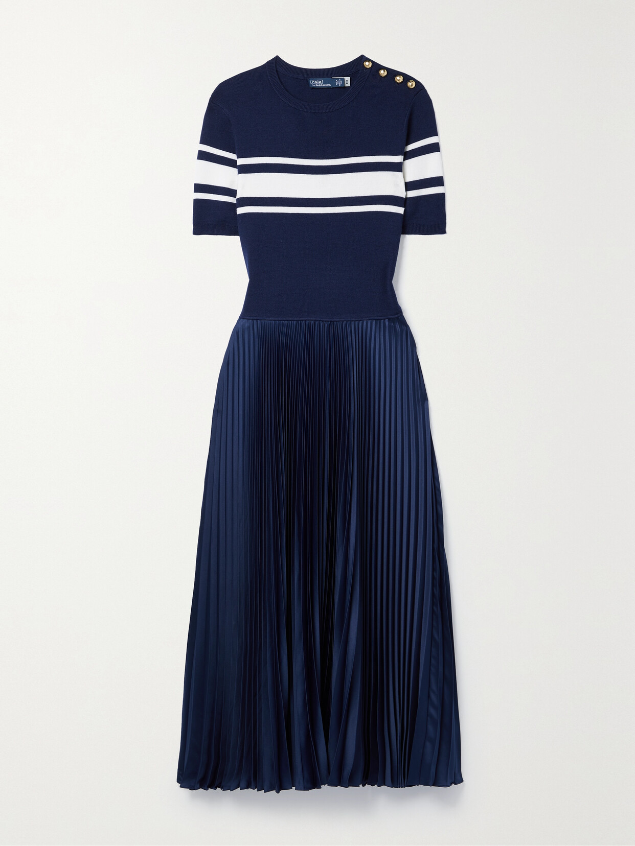 Polo Ralph Lauren - Wool, Mulberry Silk And Cashmere-blend And Pleated Charmeuse Midi Dress - Blue