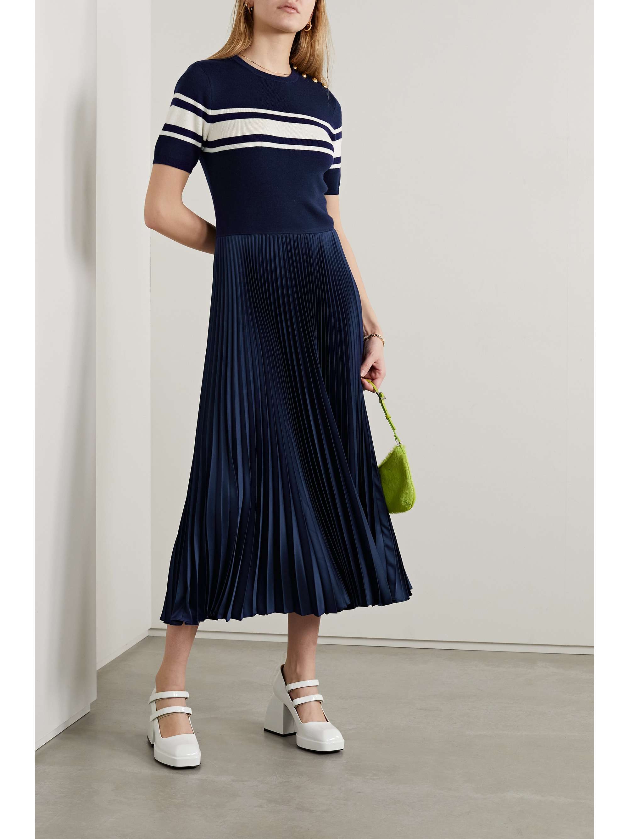 POLO RALPH LAUREN Wool, mulberry silk and cashmereblend and pleated