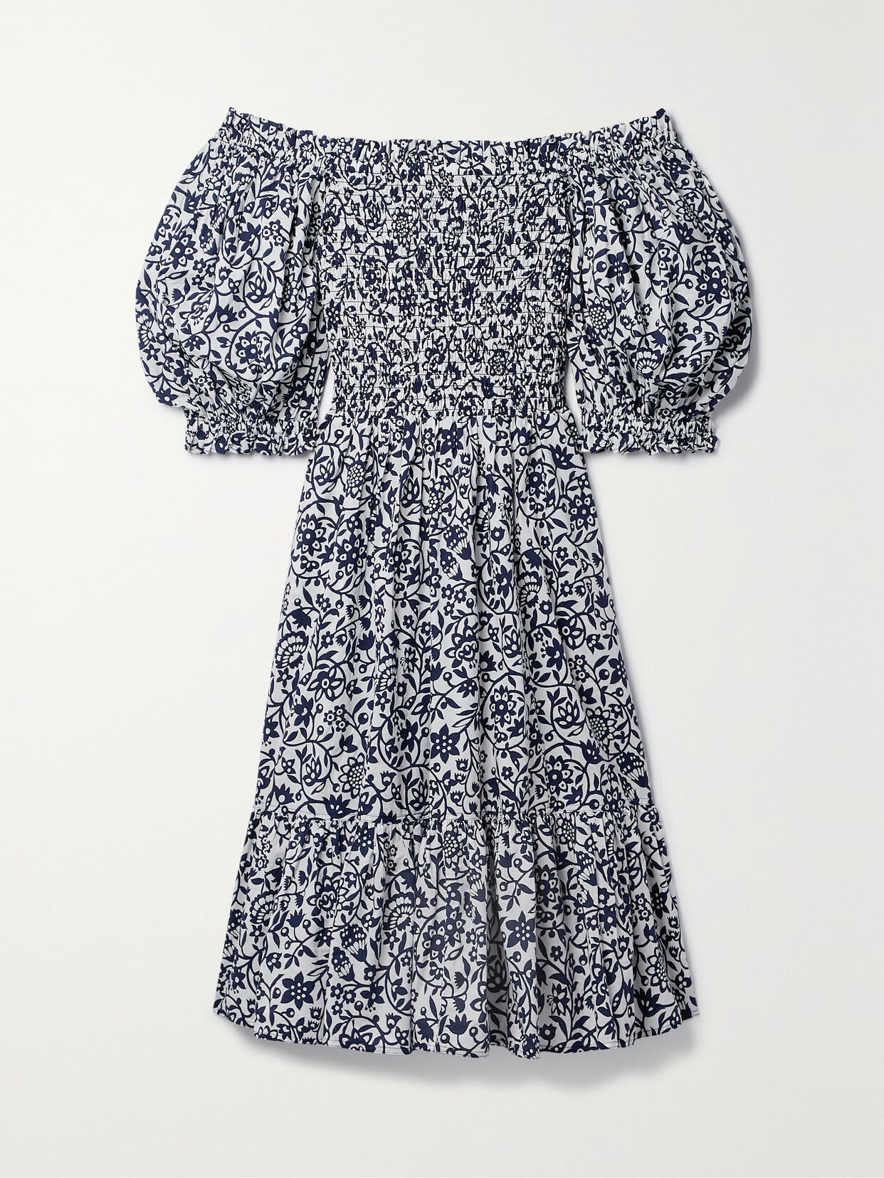 Polo Ralph Lauren - Elery Off-the-shoulder Printed Cotton Midi Dress - Blue