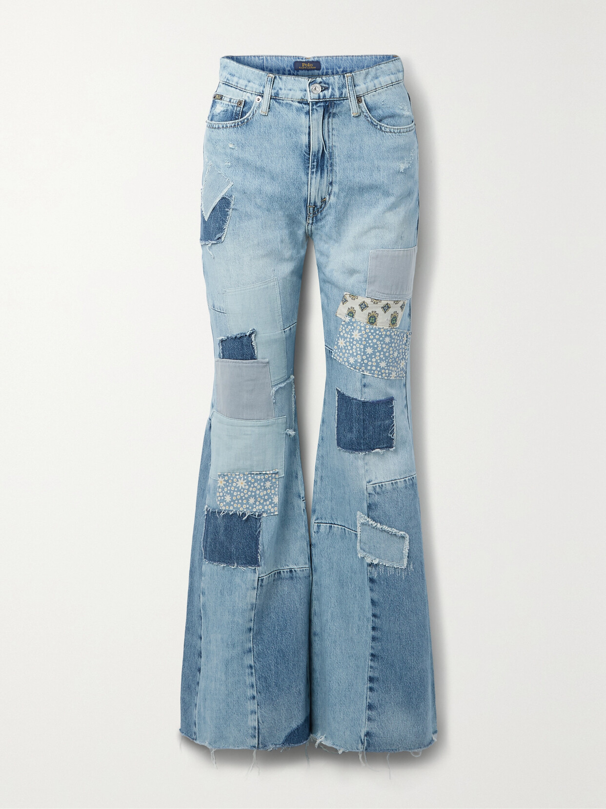 Polo Ralph Lauren - Patchwork Frayed High-rise Flared Jeans - Blue