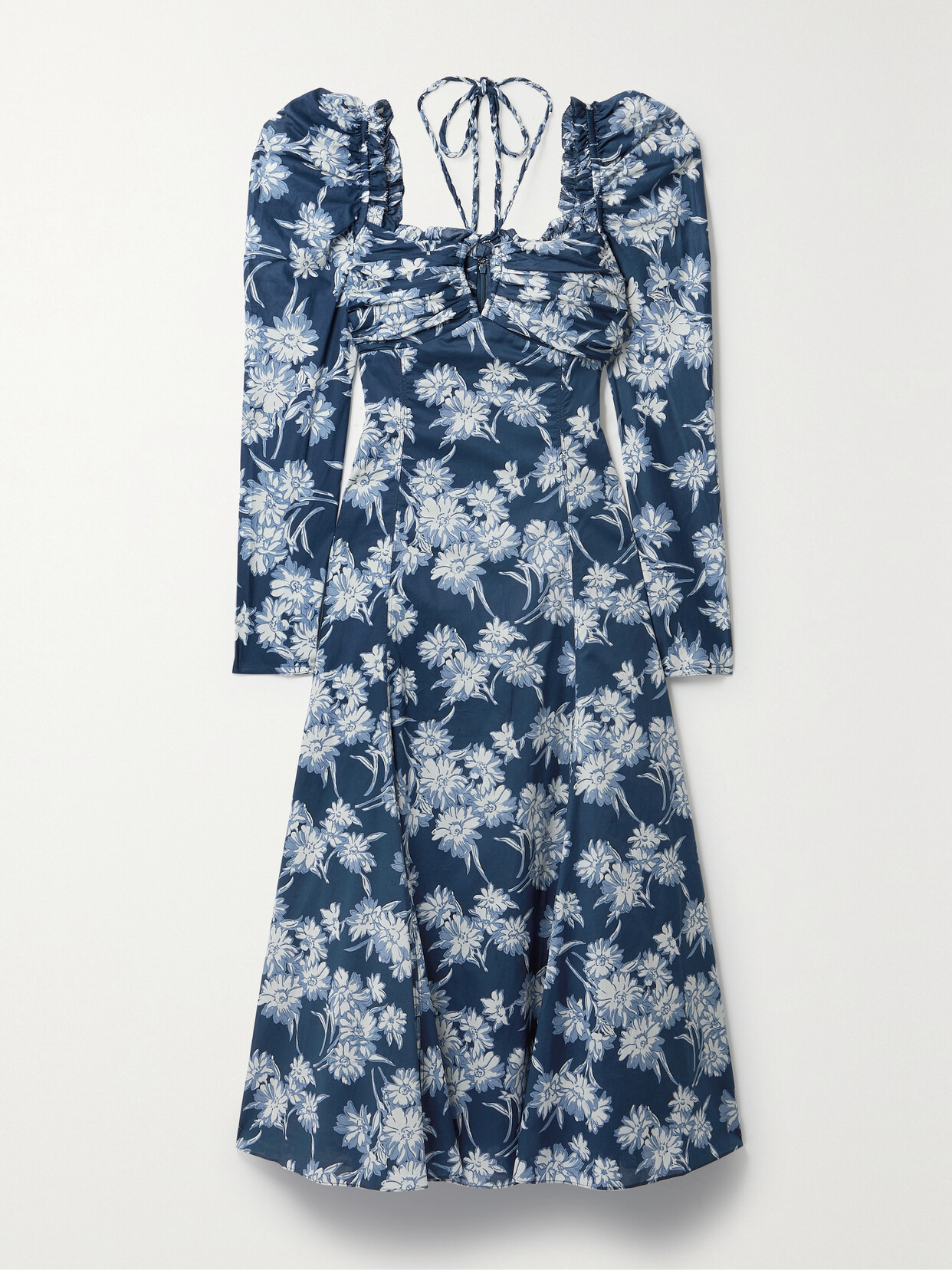 Polo Ralph Lauren - Bloom Gathered Floral-print Cotton Midi Dress - Blue