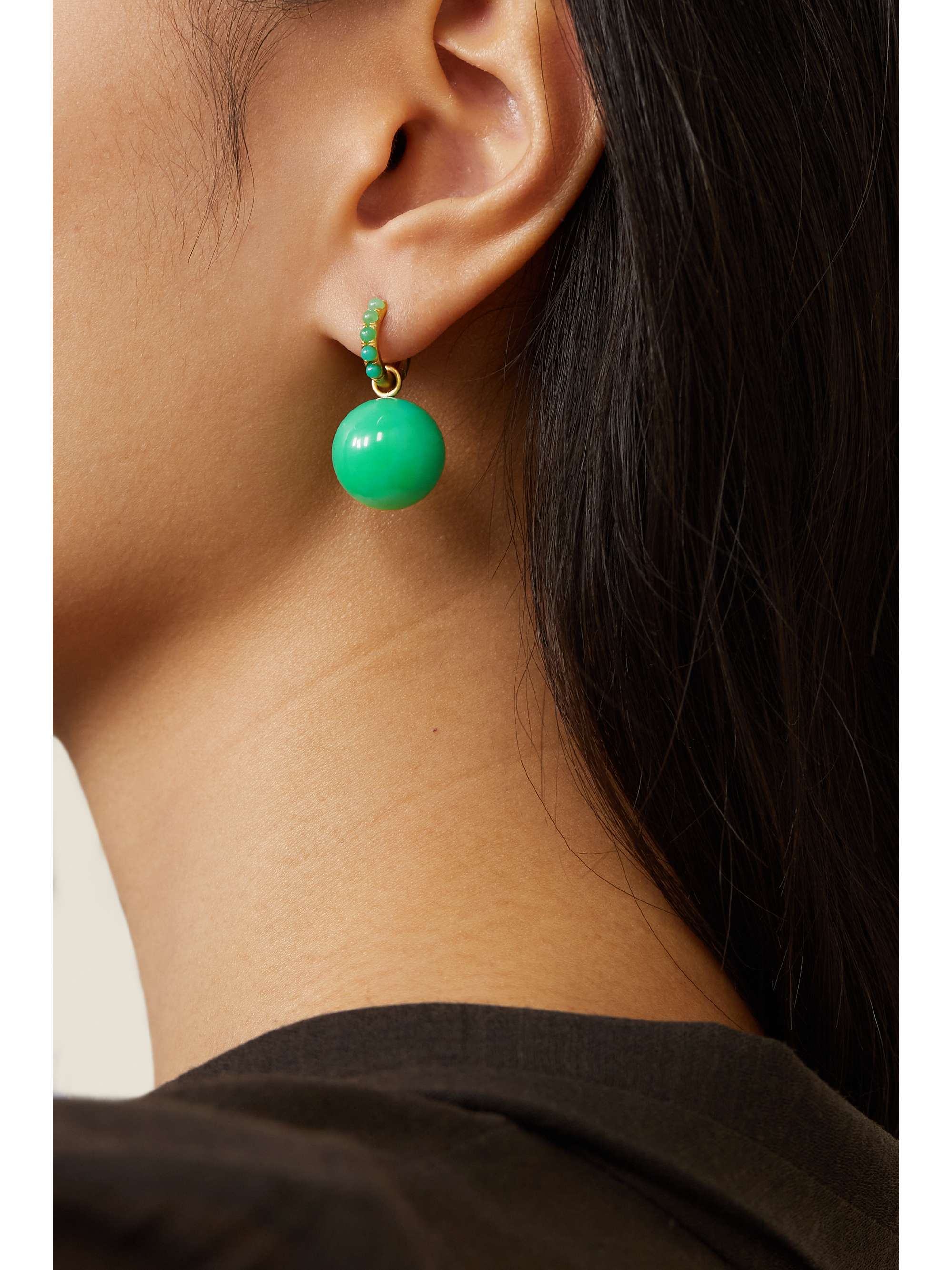 IRENE NEUWIRTH Gumball 18-karat gold chrysoprase hoop earrings