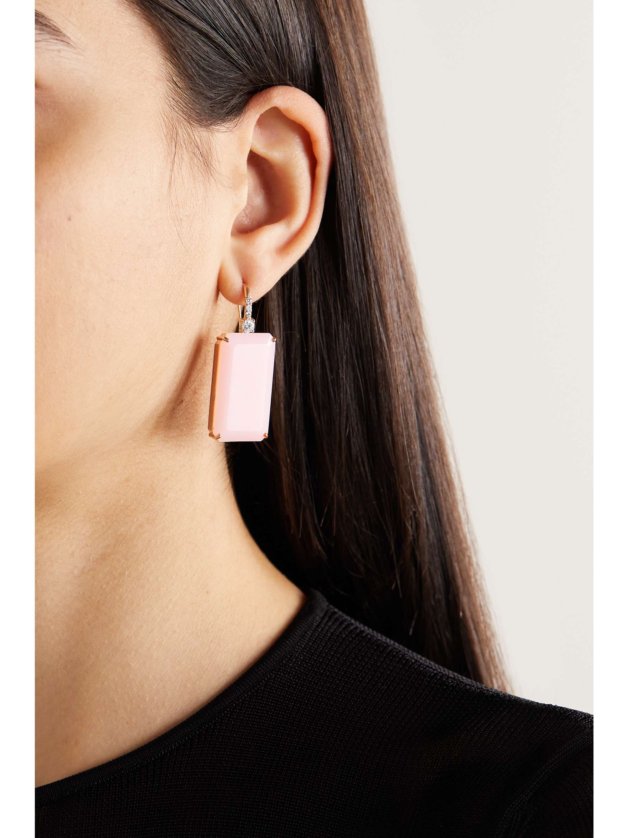 IRENE NEUWIRTH Classic 18-karat rose gold, opal and diamond earrings