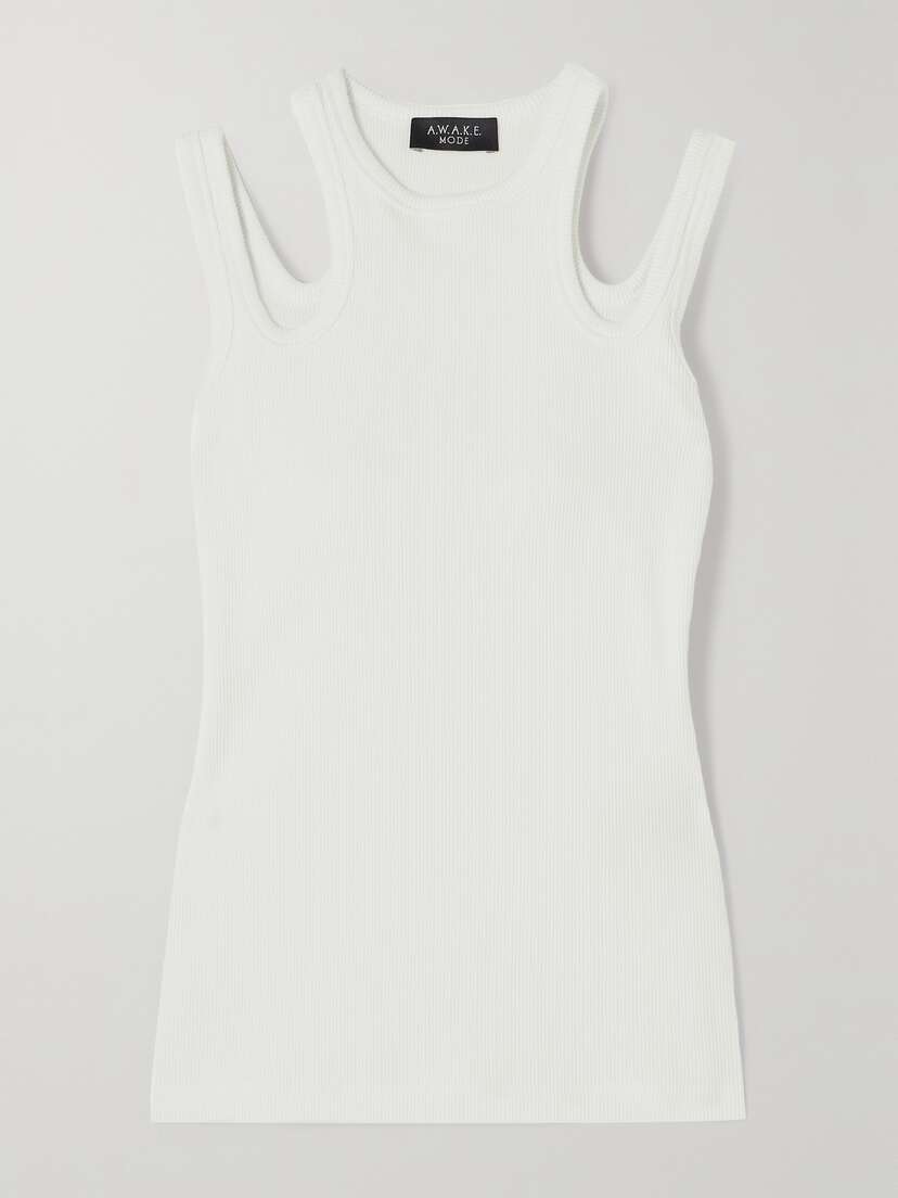A.W.A.K.E. MODE Cutout Ribbed Stretch-cotton Jersey Tank