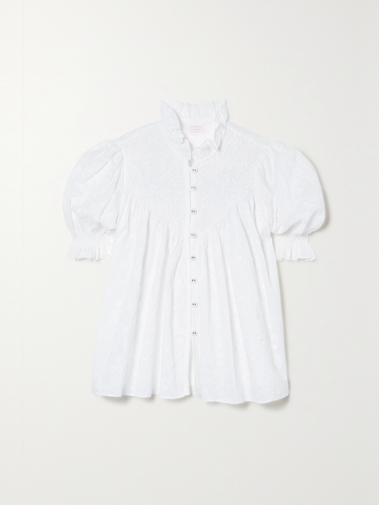 Loretta Caponi - + Net Sustain Milvia Embroidered Cotton-poplin Blouse - Unknown