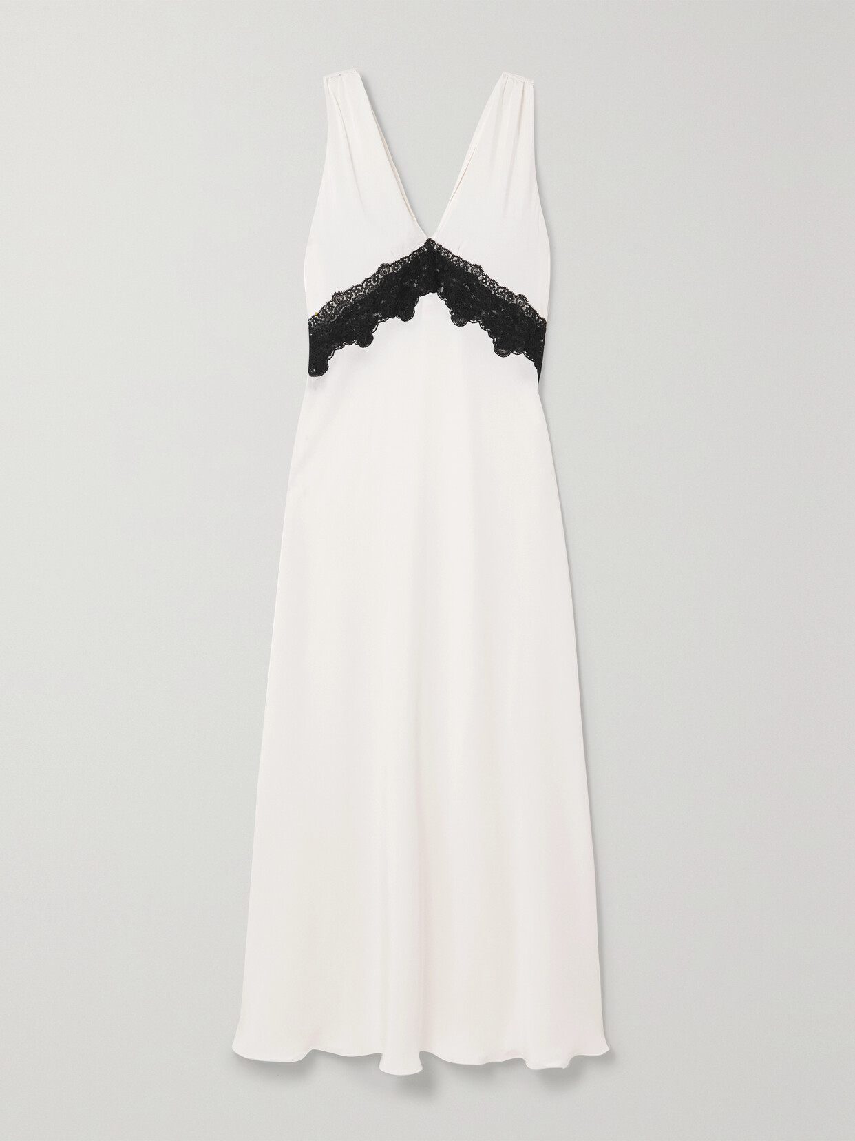 Loretta Caponi + Net Sustain Thea Corded Lace-trimmed Silk-satin Chemise - White