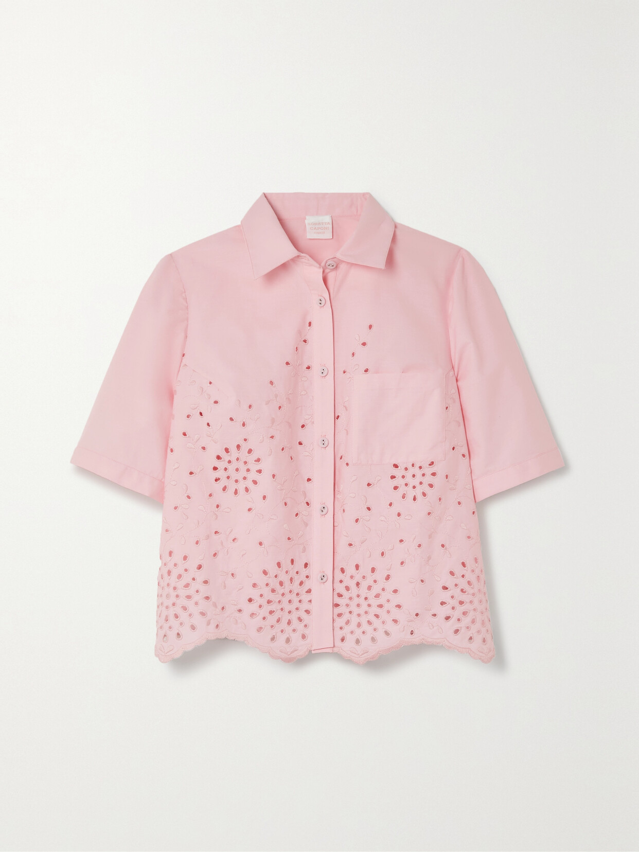 Loretta Caponi - + Net Sustain Paloma Broderie Anglaise Cotton-blend Shirt - Pink