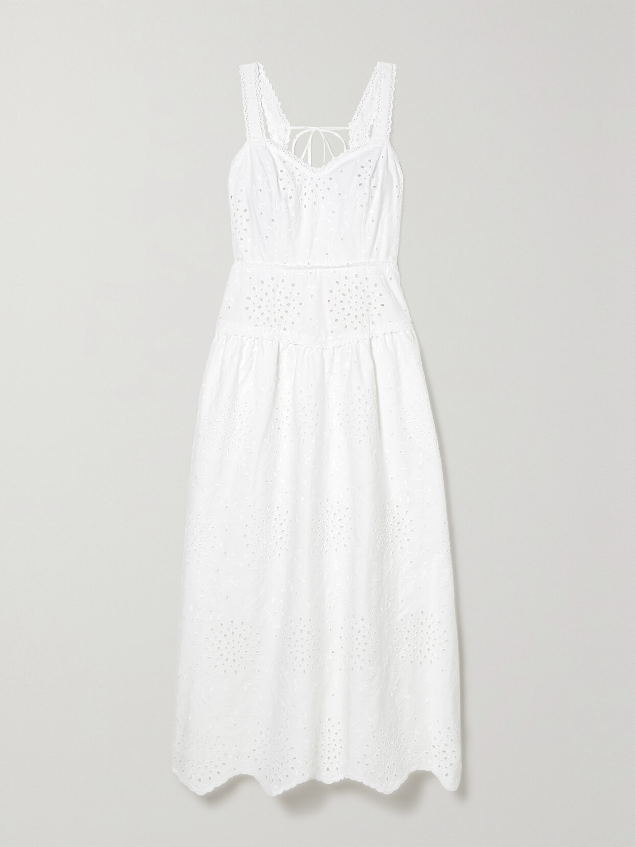 Loretta Caponi - + Net Sustain Dania Open-back Broderie Anglaise Cotton-blend Midi Dress - White