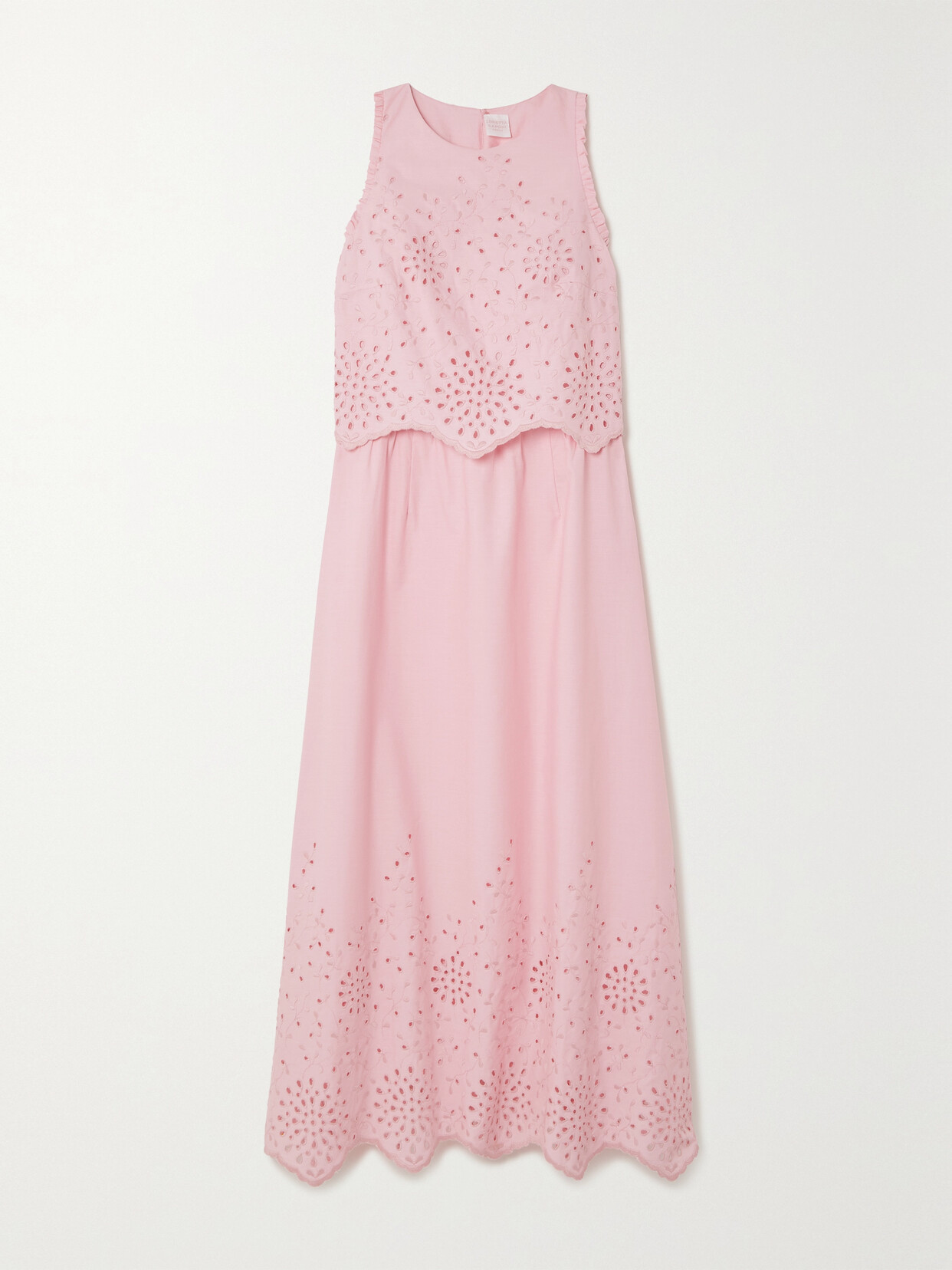 Loretta Caponi - + Net Sustain Fausta Broderie Anglaise Cotton-blend Midi Dress - Pink