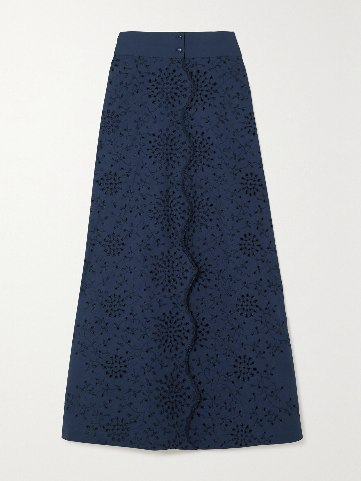 Loretta Caponi + Net Sustain Fortuna Broderie Anglaise Cotton-blend Maxi Skirt