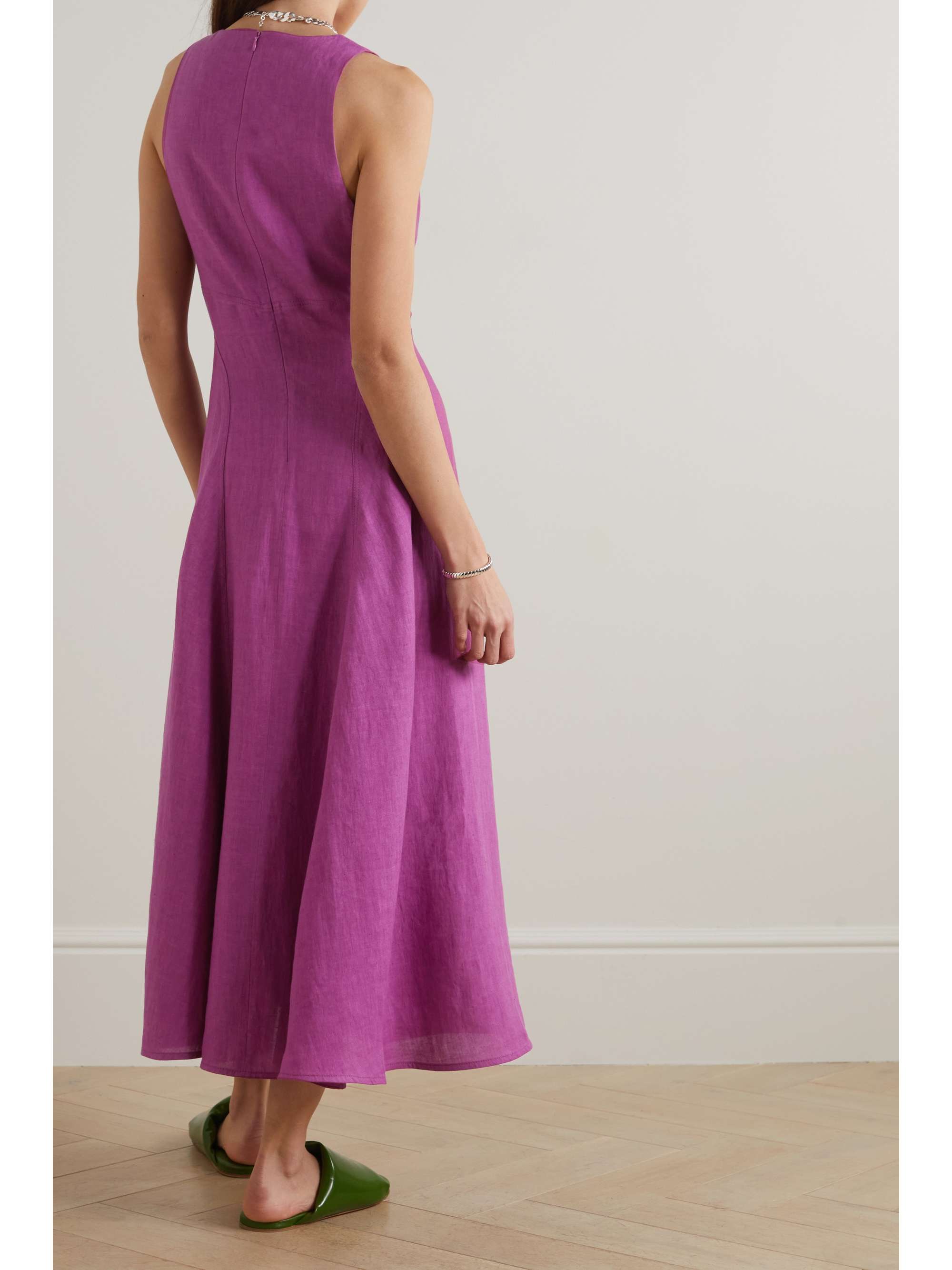 THREE GRACES LONDON Rose linen midi dress