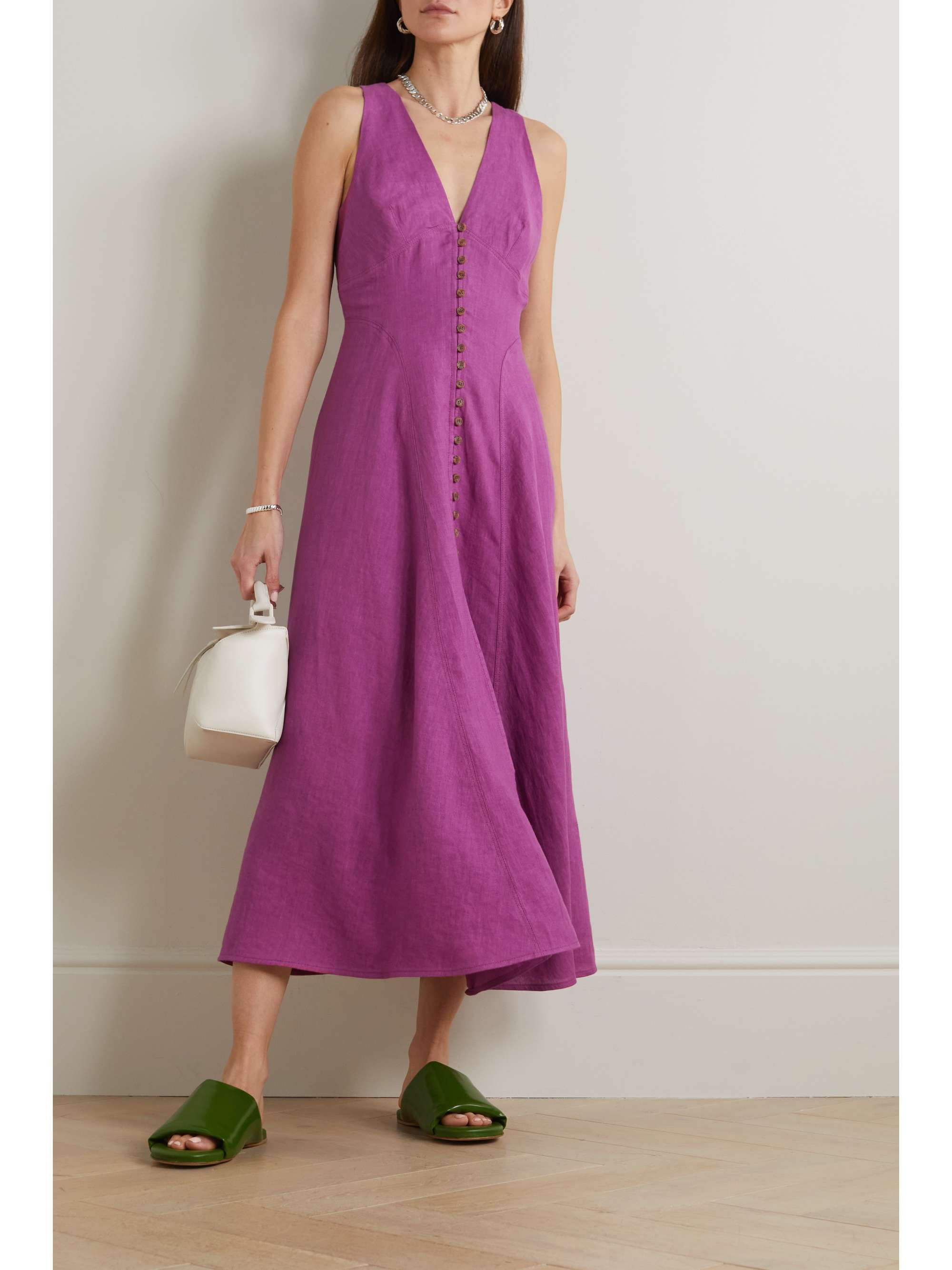 THREE GRACES LONDON Rose linen midi dress