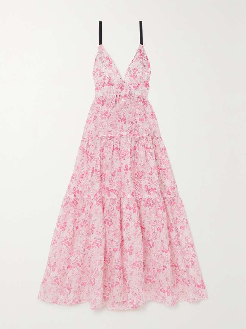Three Graces London Chloe Tiered Floral-print Ramie-voile Maxi Dress - UK 16