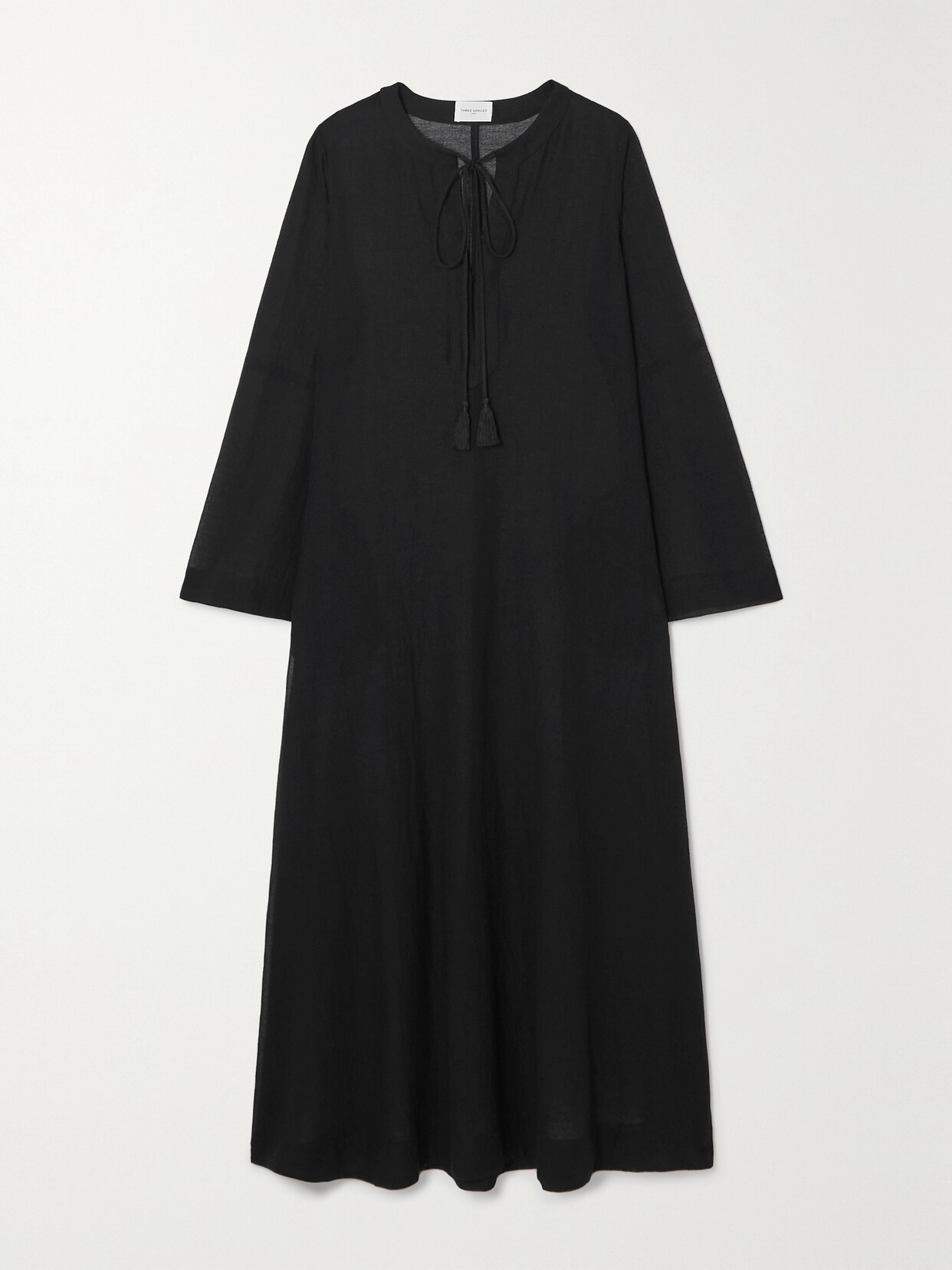 Three Graces London - Jenny Cotton Maxi Dress - Black