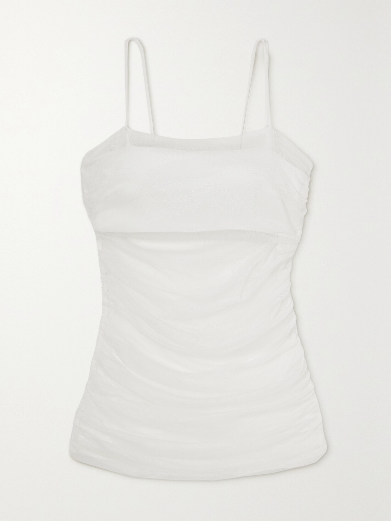 Christopher Esber - Ruched Silk-tulle Camisole - White