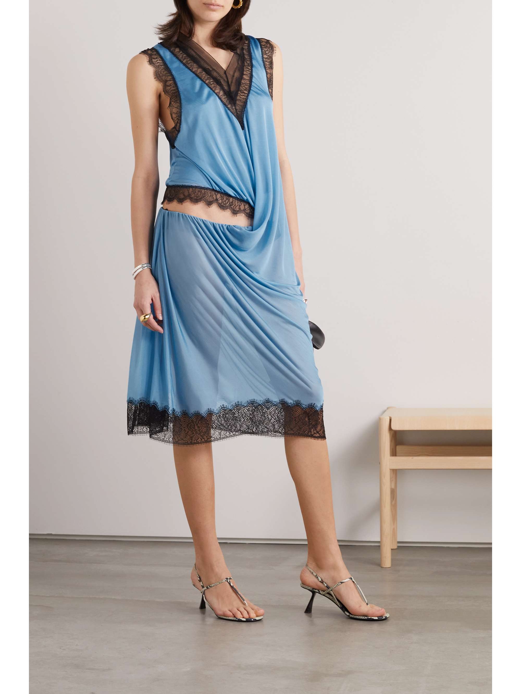 CHRISTOPHER ESBER Cutout draped lace-trimmed chiffon dress