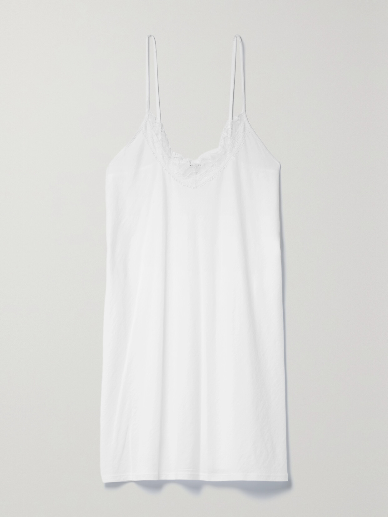 Skin - + Net Sustain Leavers Lace-trimmed Organic Pima Cotton-jersey Nightdress - White