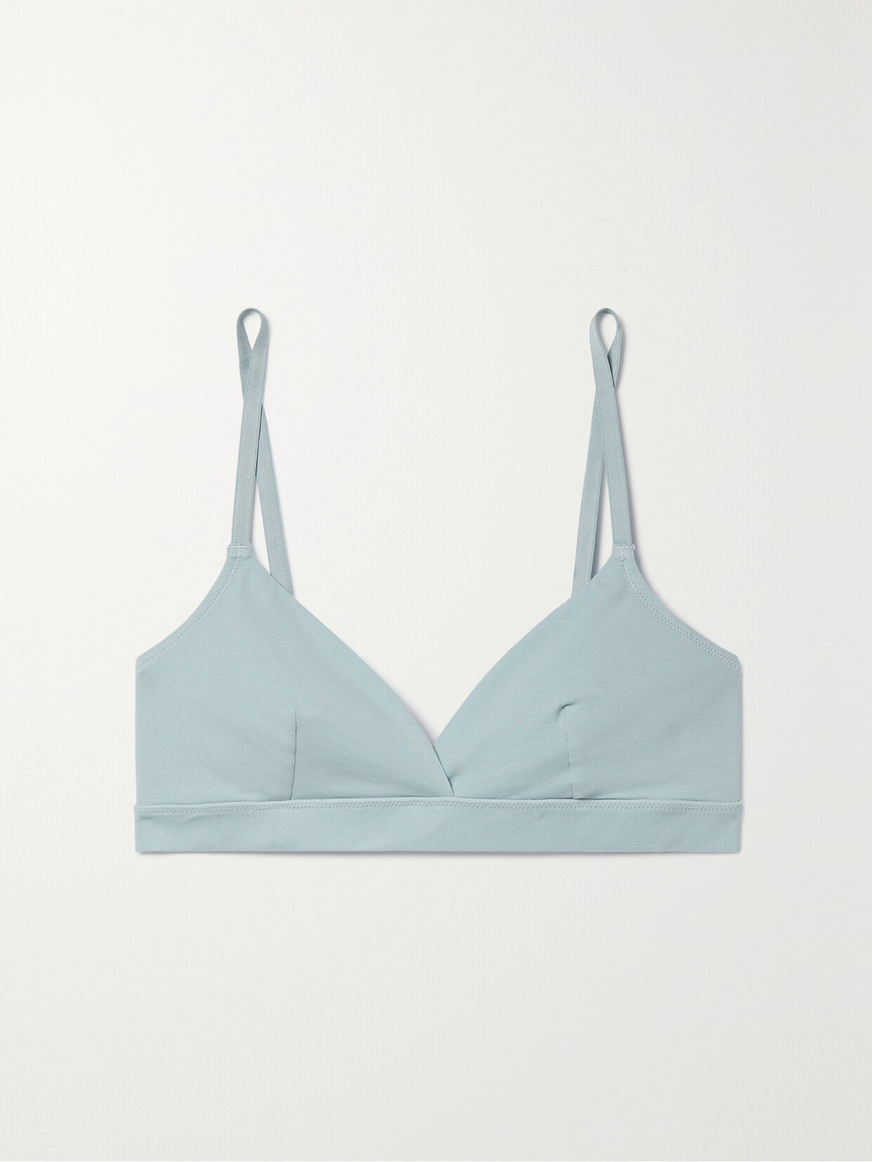 Skin - Gabi Stretch Organic Pima Cotton Soft-cup Triangle Bra - Blue