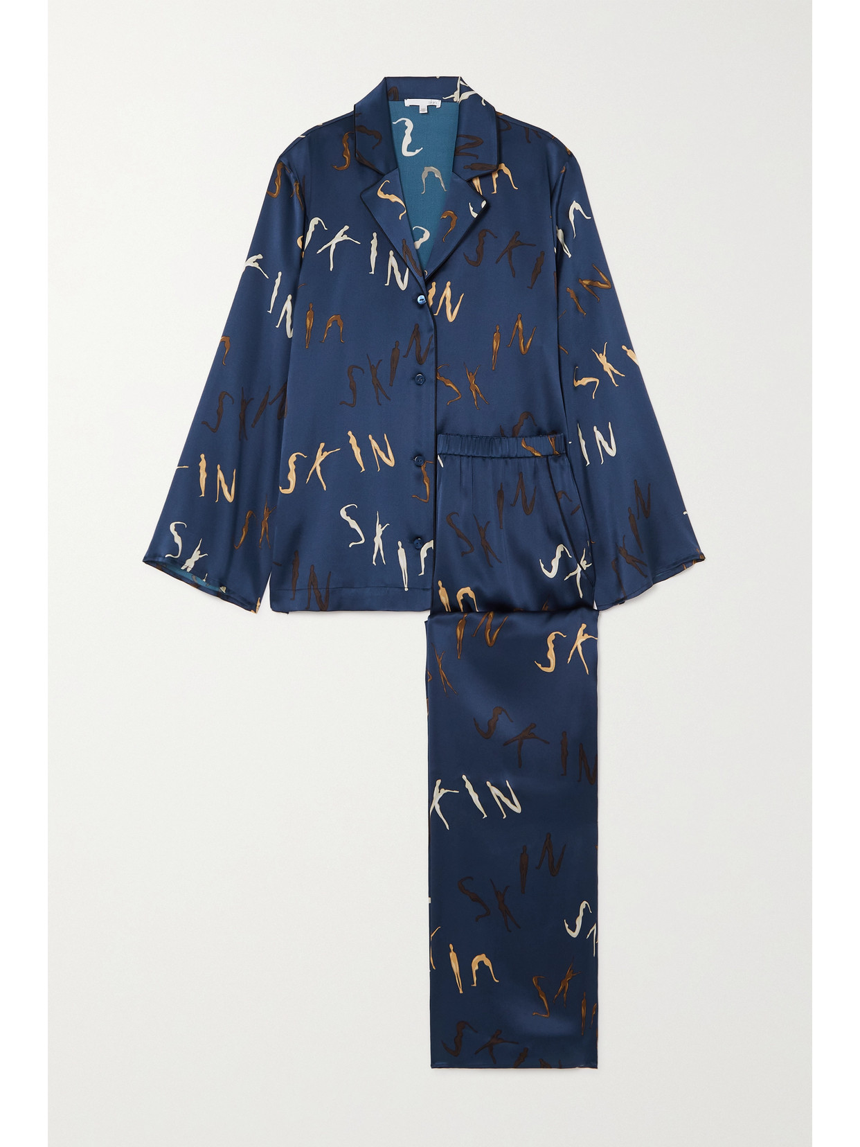 Skin - Tamsyn Printed Silk-blend Satin Pajama Set - Blue