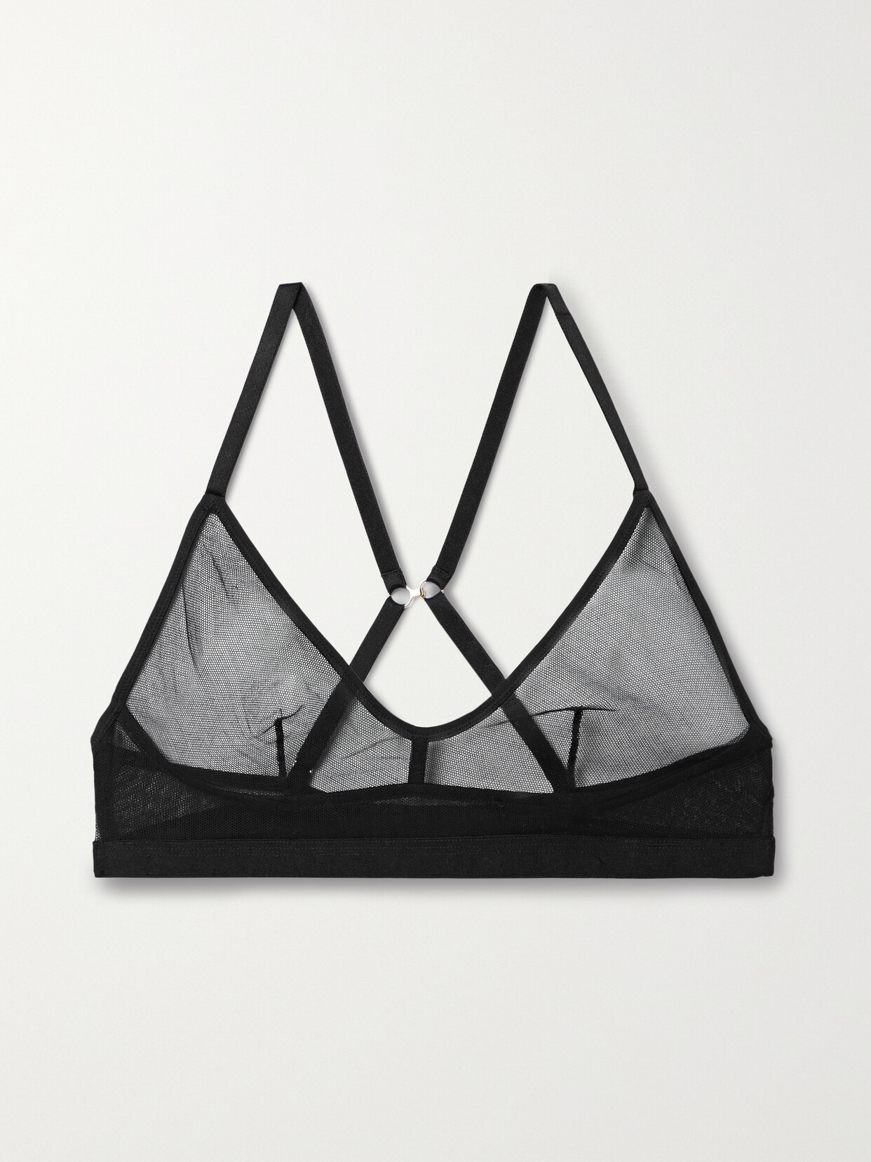 Skin Ophelia Cotton-tulle Soft-cup Bra In Black