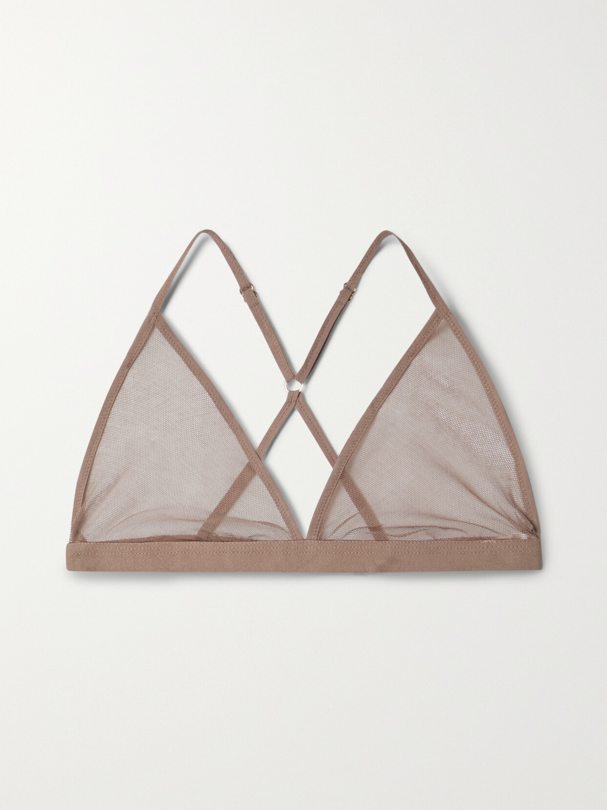 Skin - Odelyn Cotton-tulle Soft-cup Triangle Bra - Brown