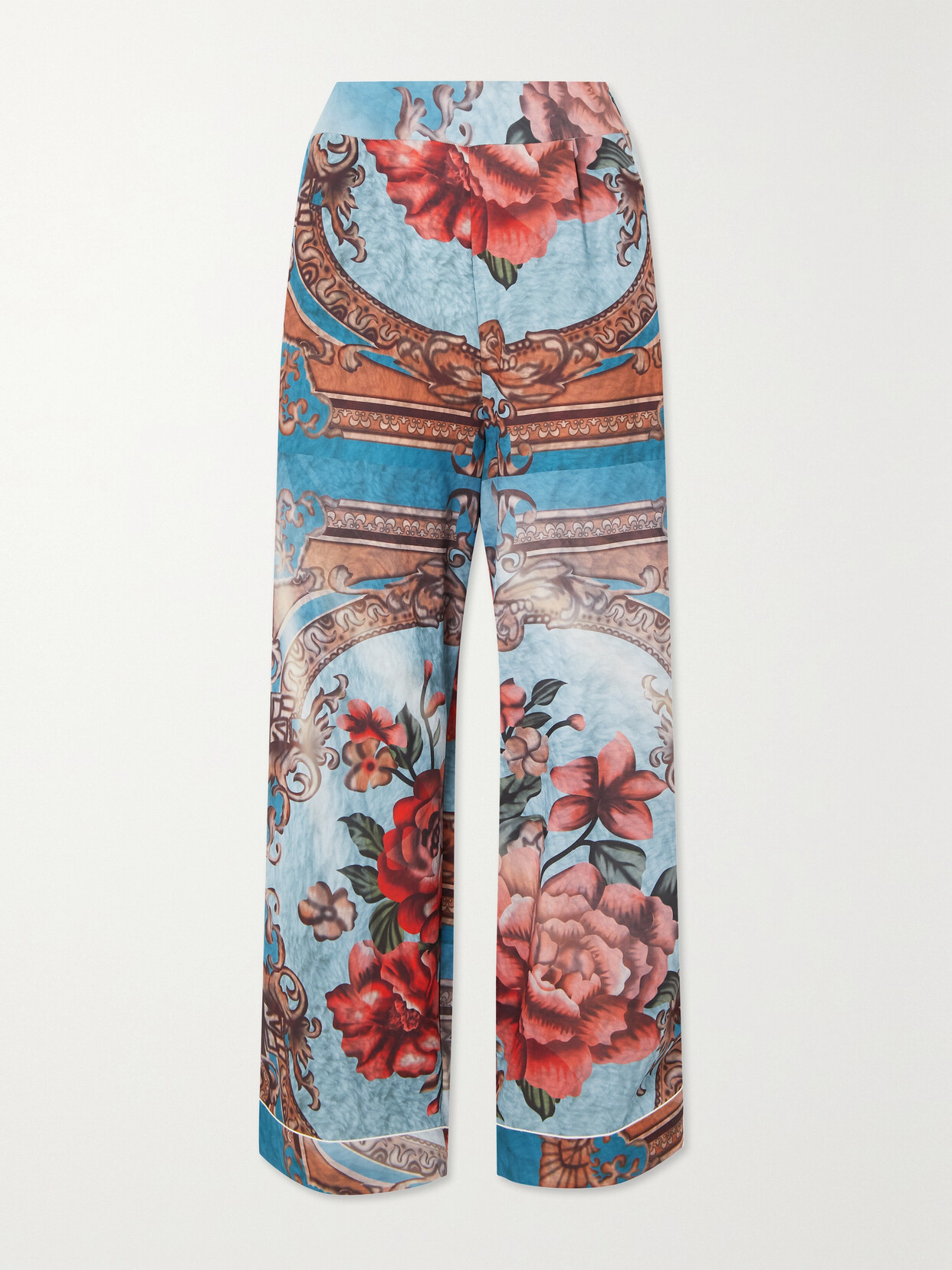 THEBE MAGUGU Printed Satin Wide-leg Pants - Blue