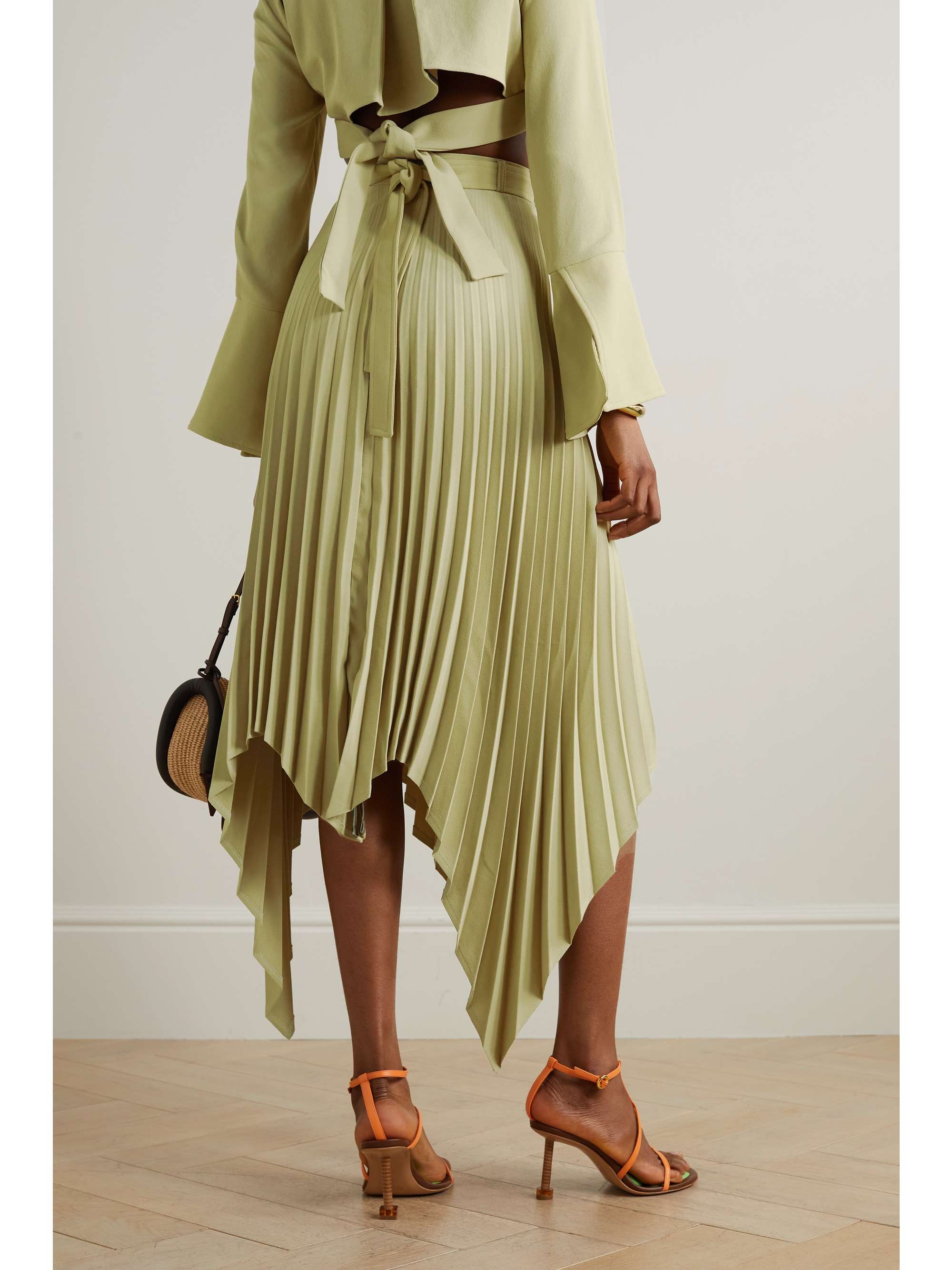 THEBE MAGUGU Belted asymmetric pleated jersey maxi skirt