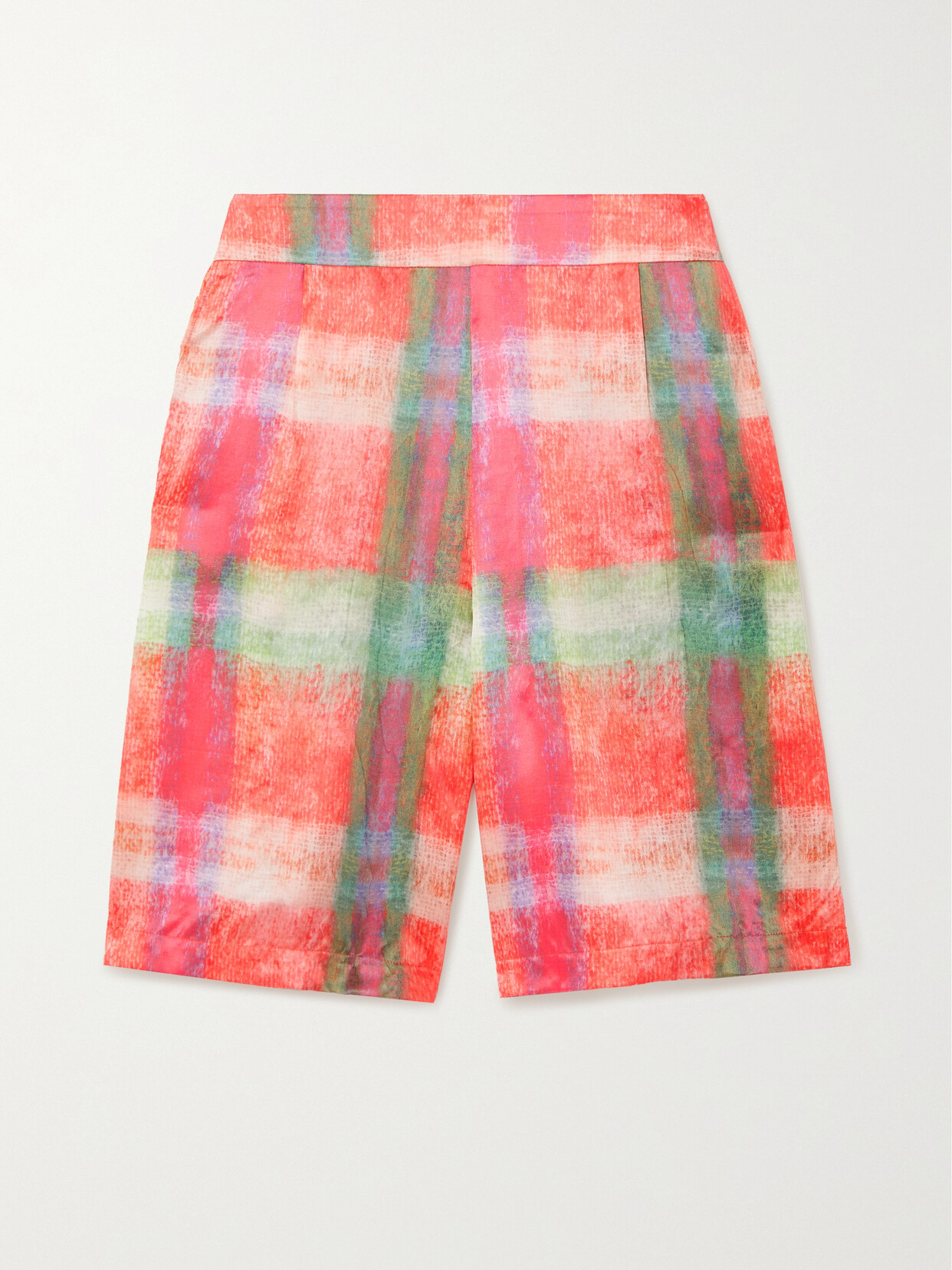 THEBE MAGUGU Checked Silk-satin Shorts - Orange