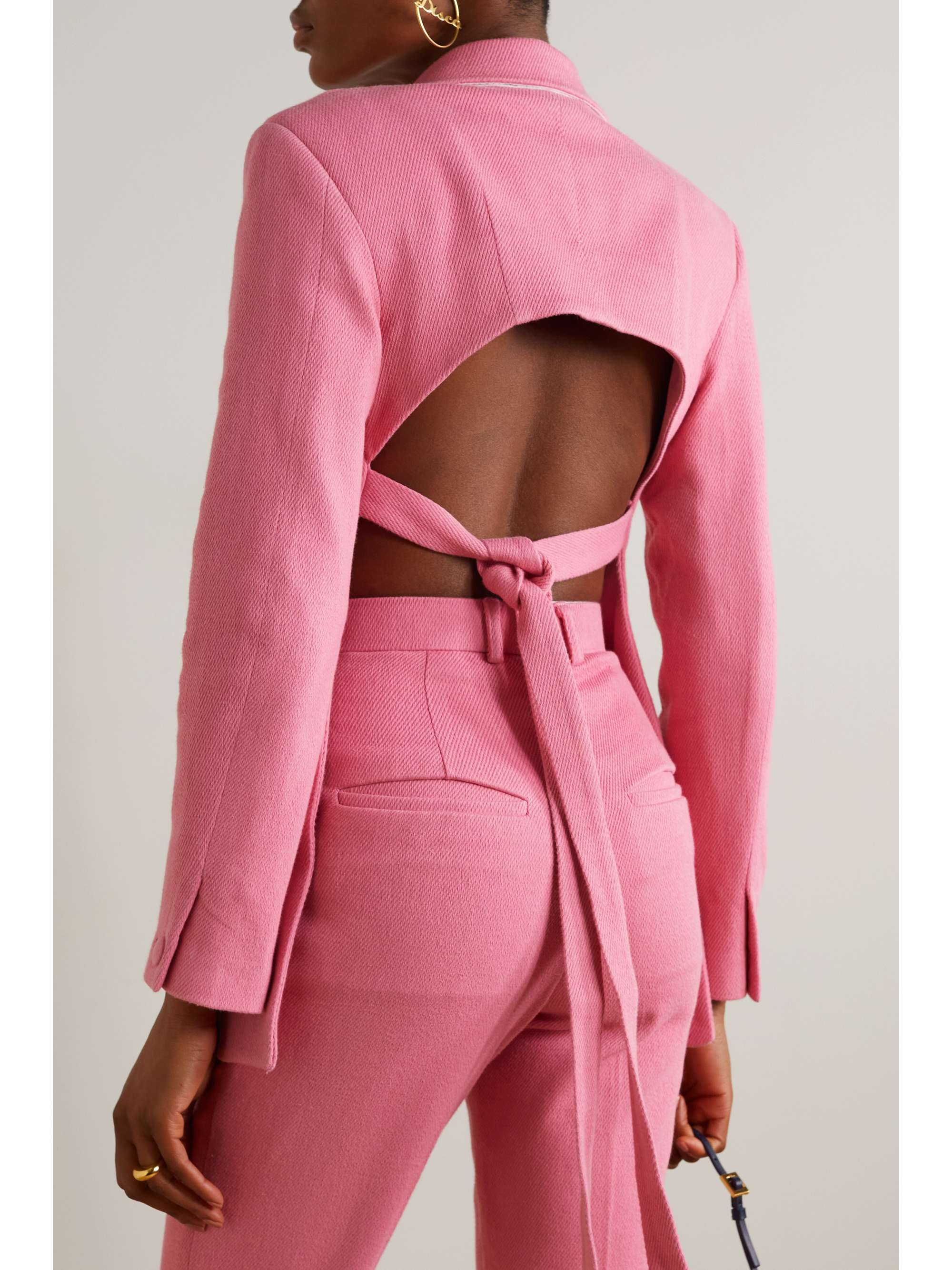 THEBE MAGUGU Tie-detailed open-back wool-twill blazer