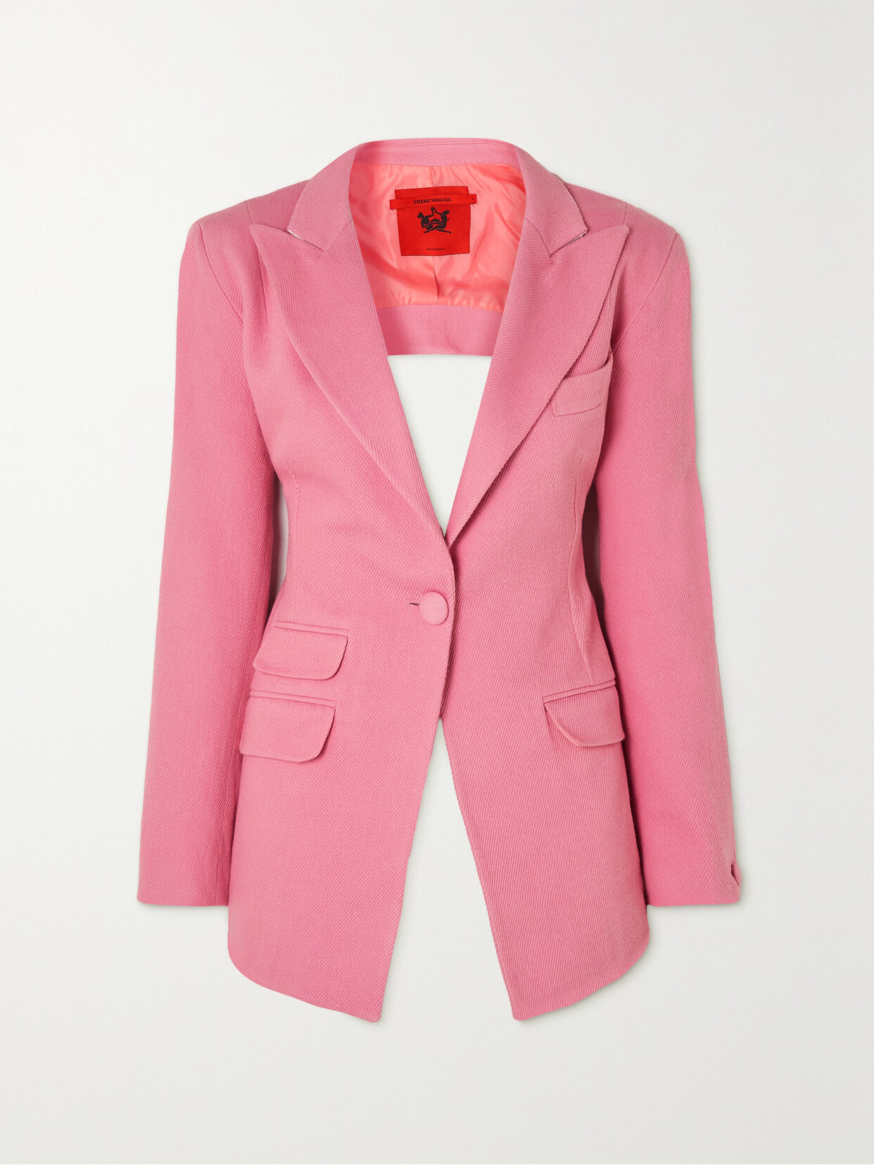 THEBE MAGUGU - Tie-detailed Open-back Wool-twill Blazer - Pink