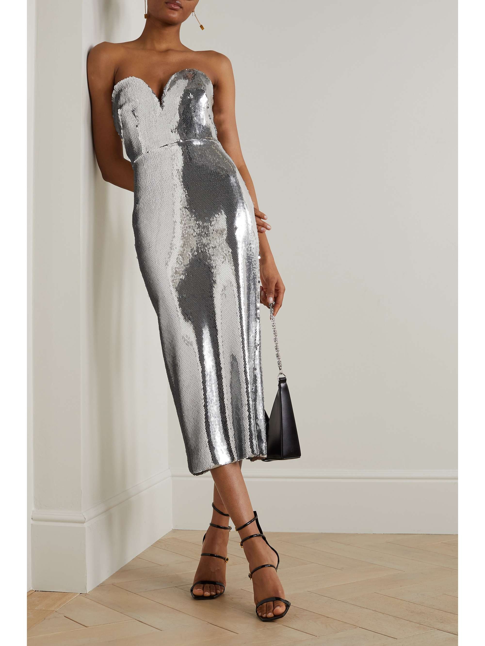 ALEX PERRY Hunter strapless sequined crepe midi dress | NET-A-PORTER