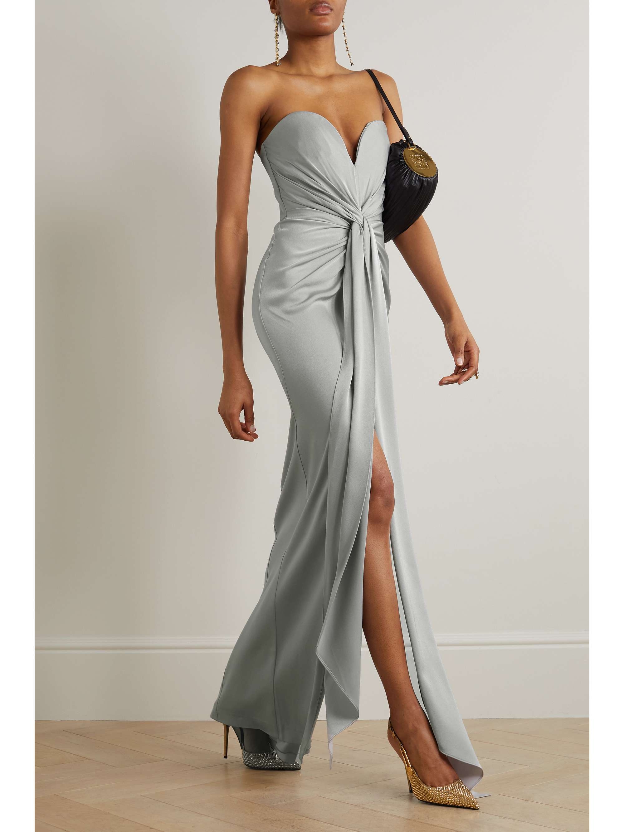 ALEX PERRY Griffith strapless twist-front satin-crepe gown