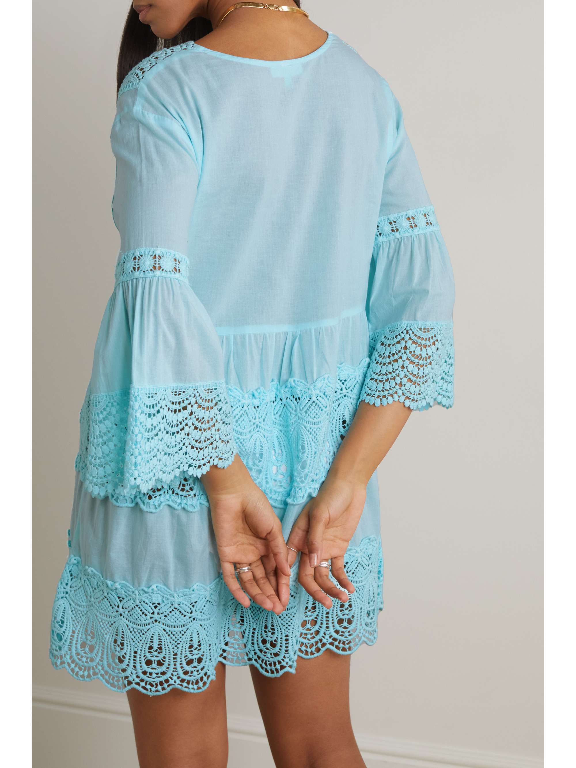 MELISSA ODABASH Vanessa lace-paneled cotton-voile mini dress