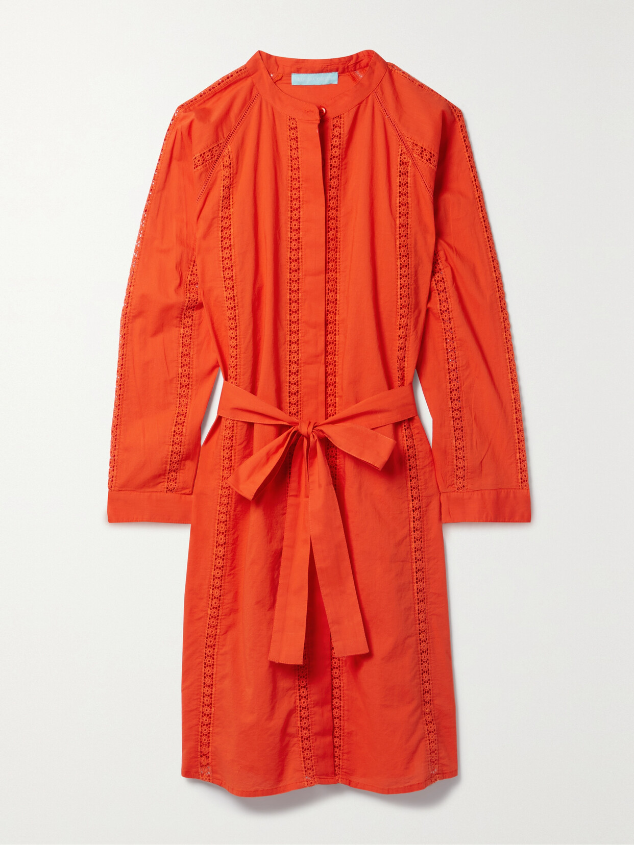 Melissa Odabash - Emily Crochet-trimmed Cotton Mini Shirt Dress - Orange