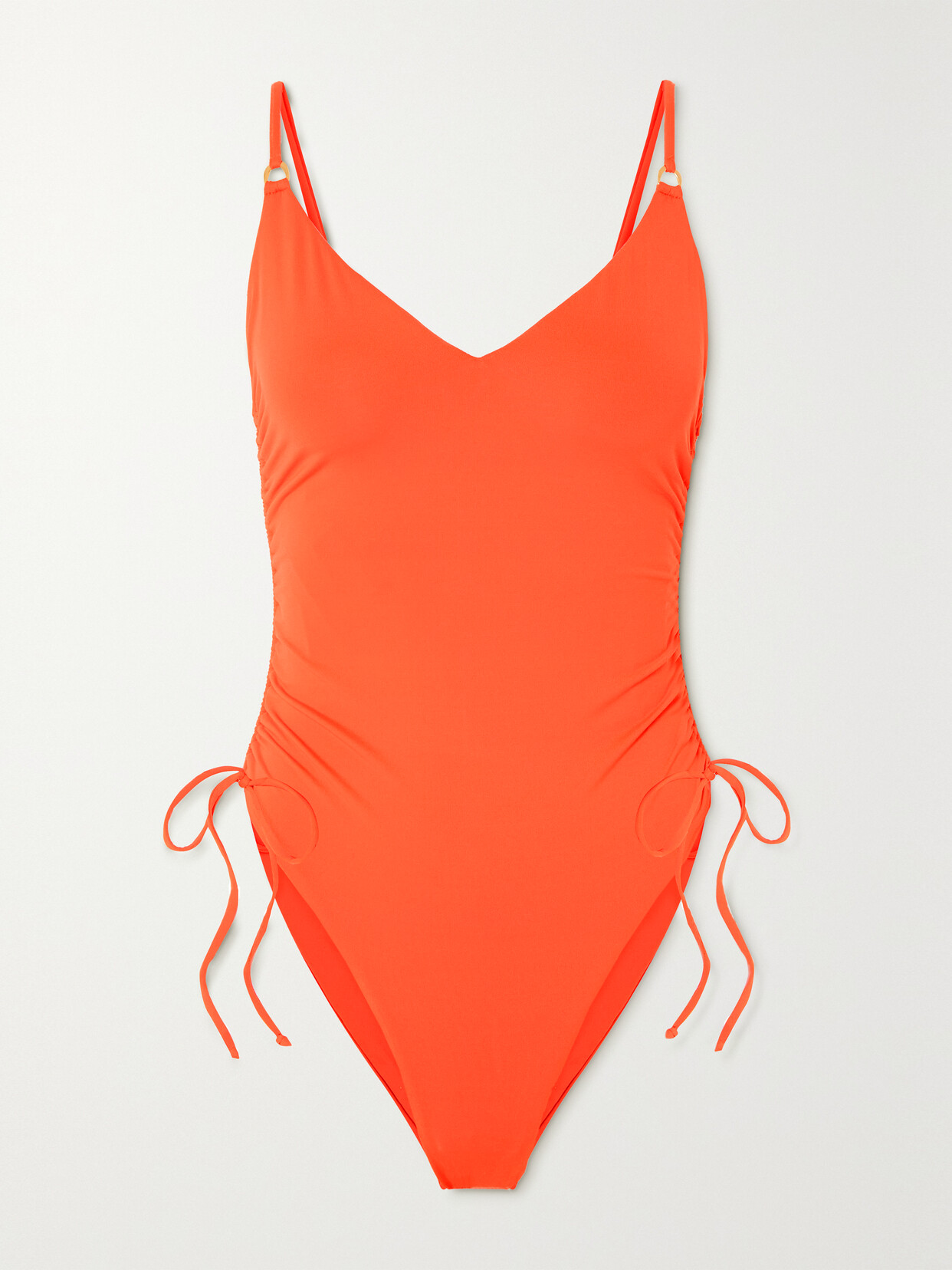 MELISSA ODABASH HAVANA TIE-DETAILED RUCHED STRETCH SWIMSUIT