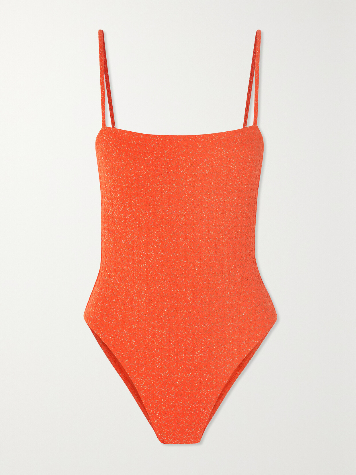 Shop Melissa Odabash Maui Metallic Seersucker Swimsuit In Red