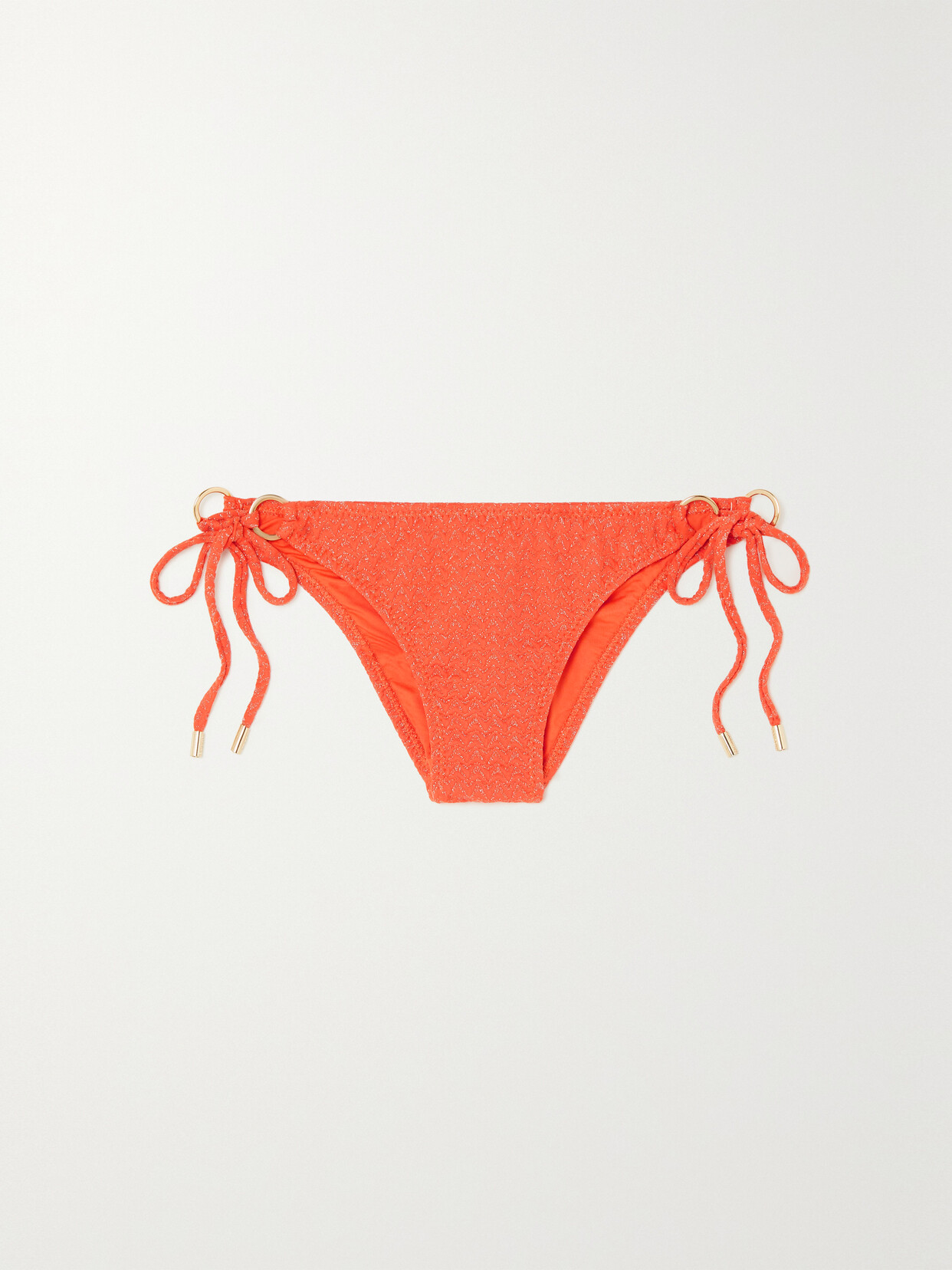 Shop Melissa Odabash Venice Metallic Textured Bikini Briefs In Red