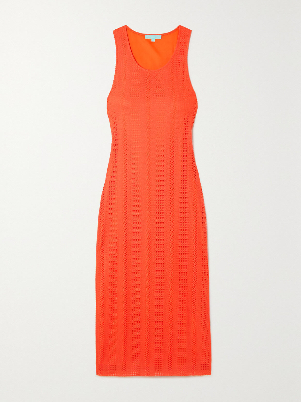 Melissa Odabash Hailey Cutout Pointelle-knit Midi Dress In Apricot