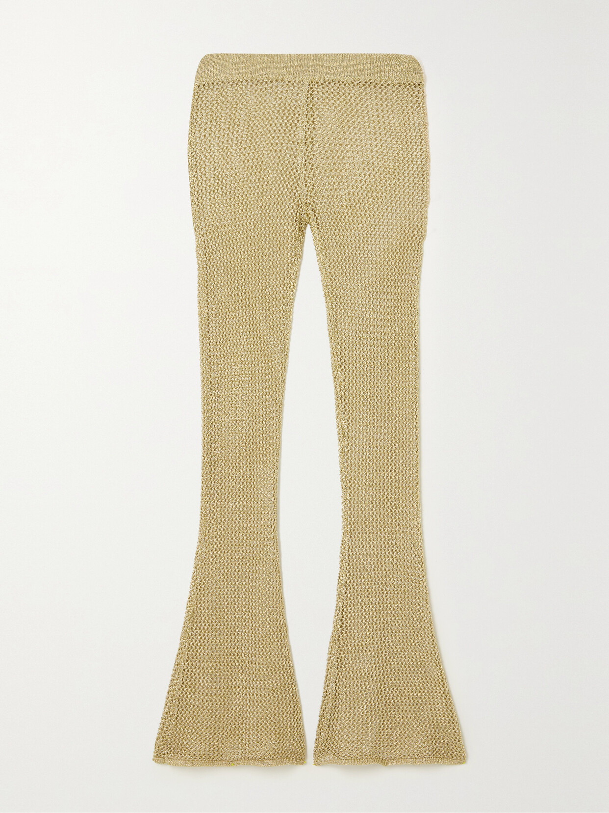 Dodo Bar Or - Karel Metallic Crochet-knit Flared Pants - Gold