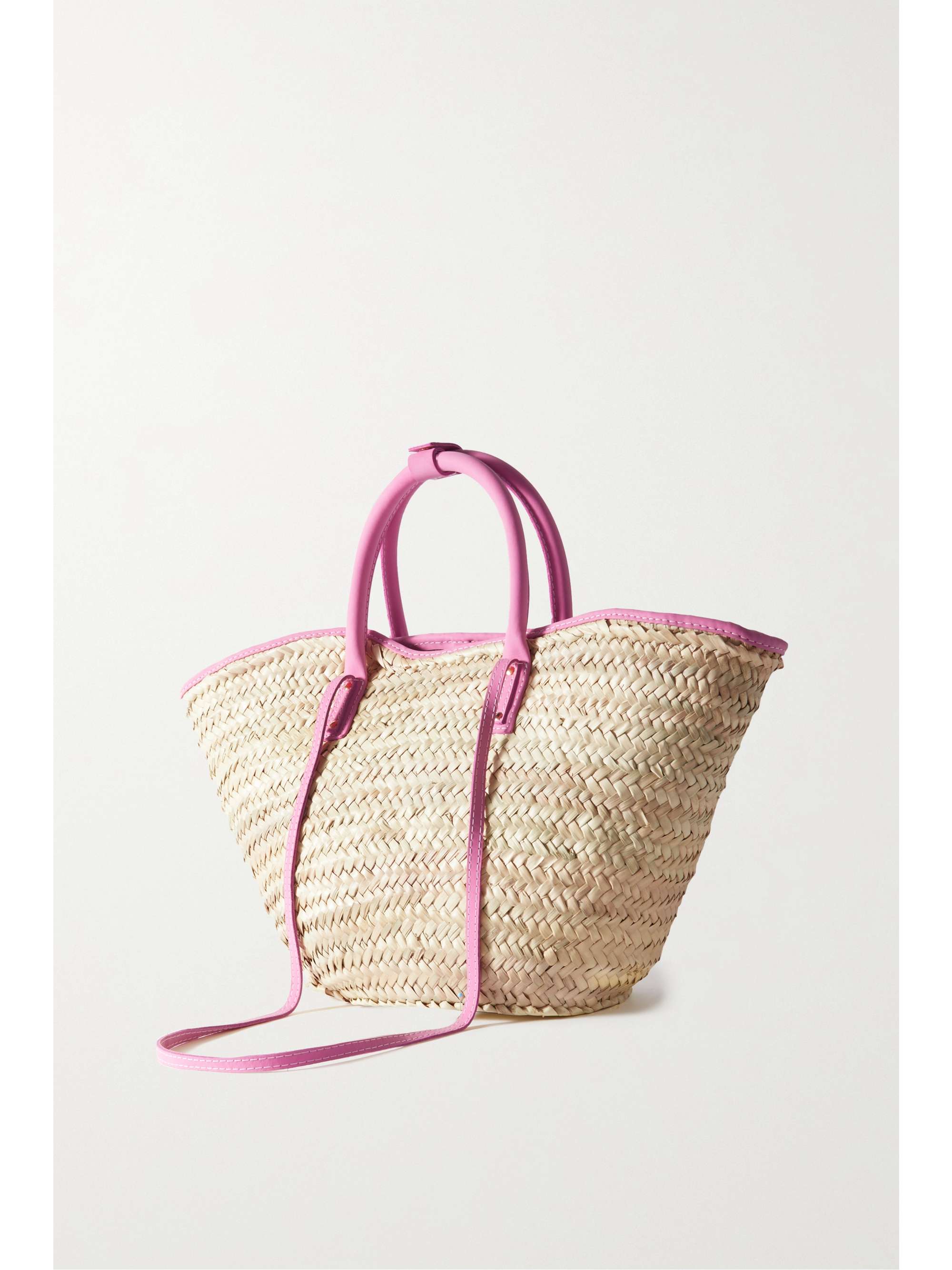 JACQUEMUS Le Panier Soli embellished leather-trimmed raffia tote | NET ...