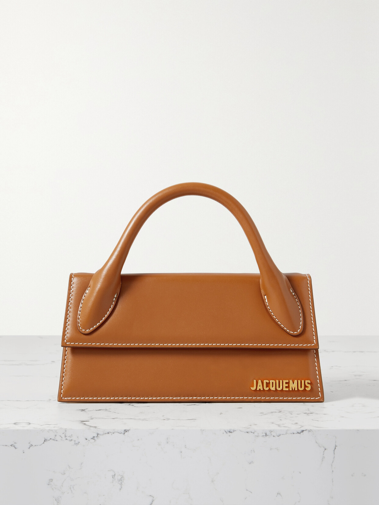 Shop Jacquemus Le Chiquito Long Leather Tote In Brown