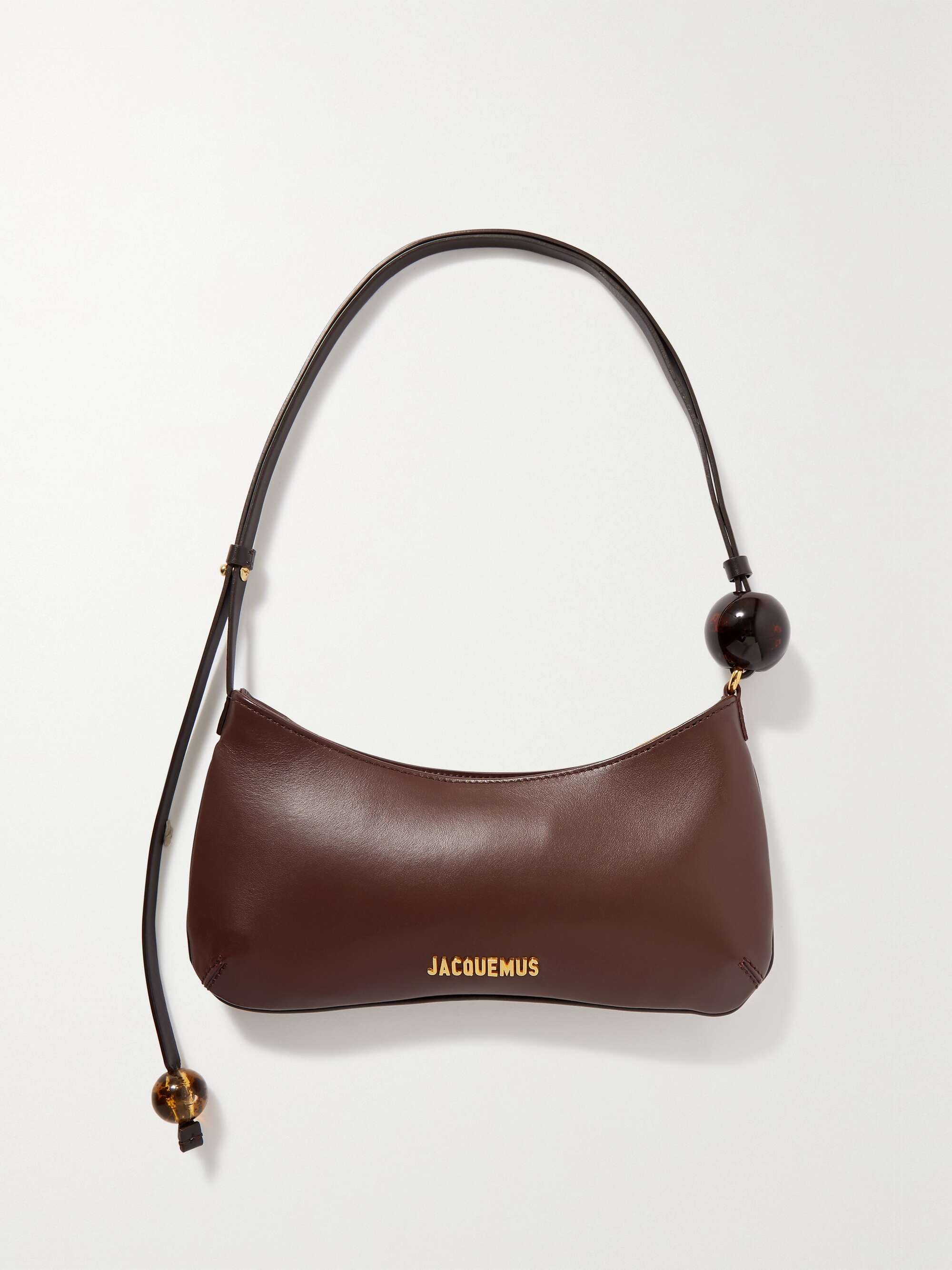 Brown Le Bisou Perle embellished leather shoulder bag JACQUEMUS NET