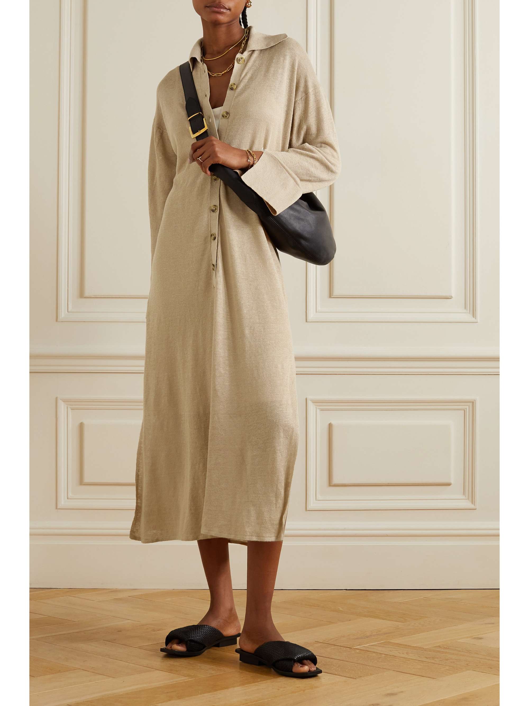 BY MALENE BIRGER Thoni knitted linen midi shirt dress