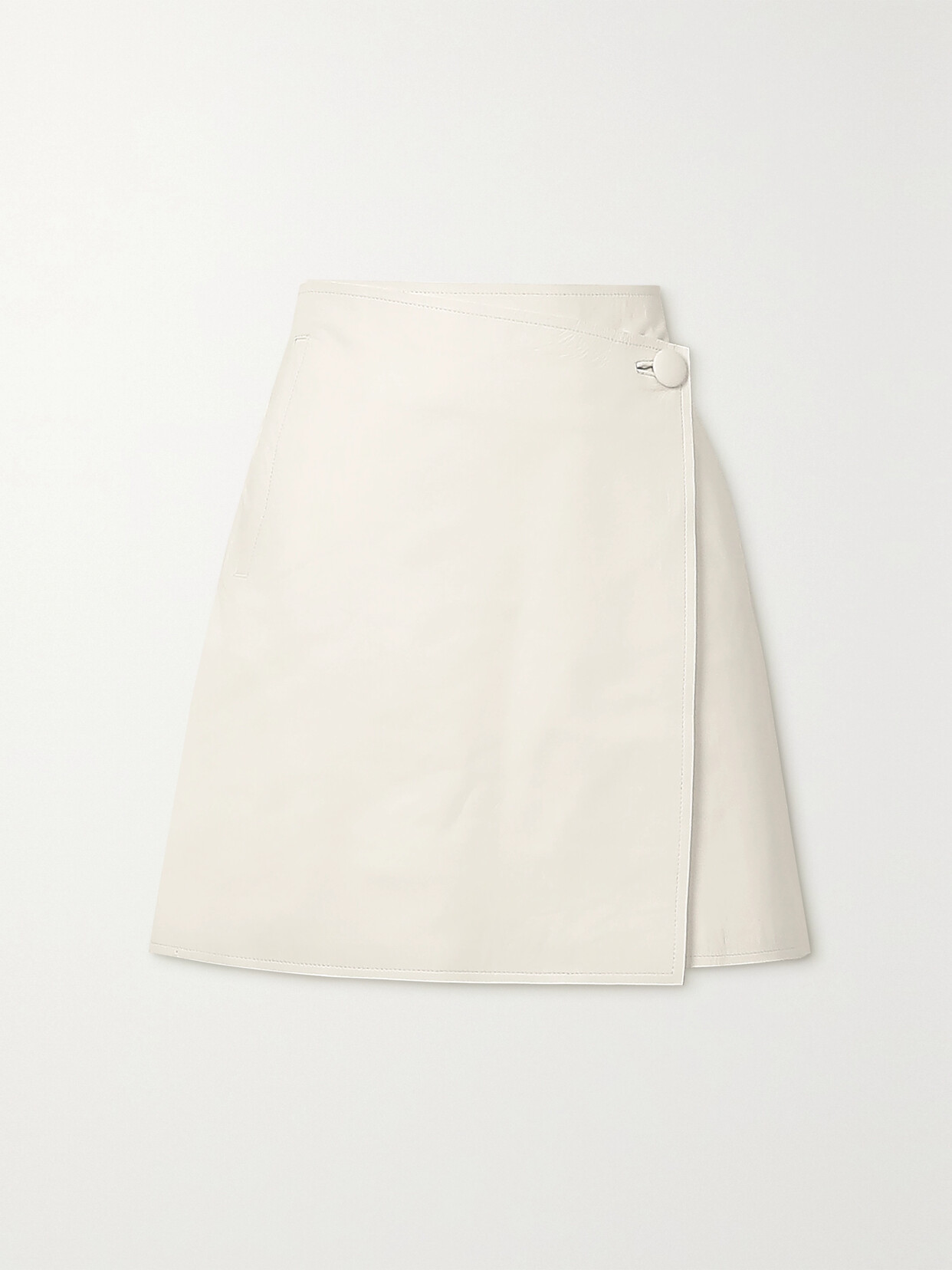By Malene Birger - Esmaa Asymmetric Leather Mini Wrap Skirt - Off-white