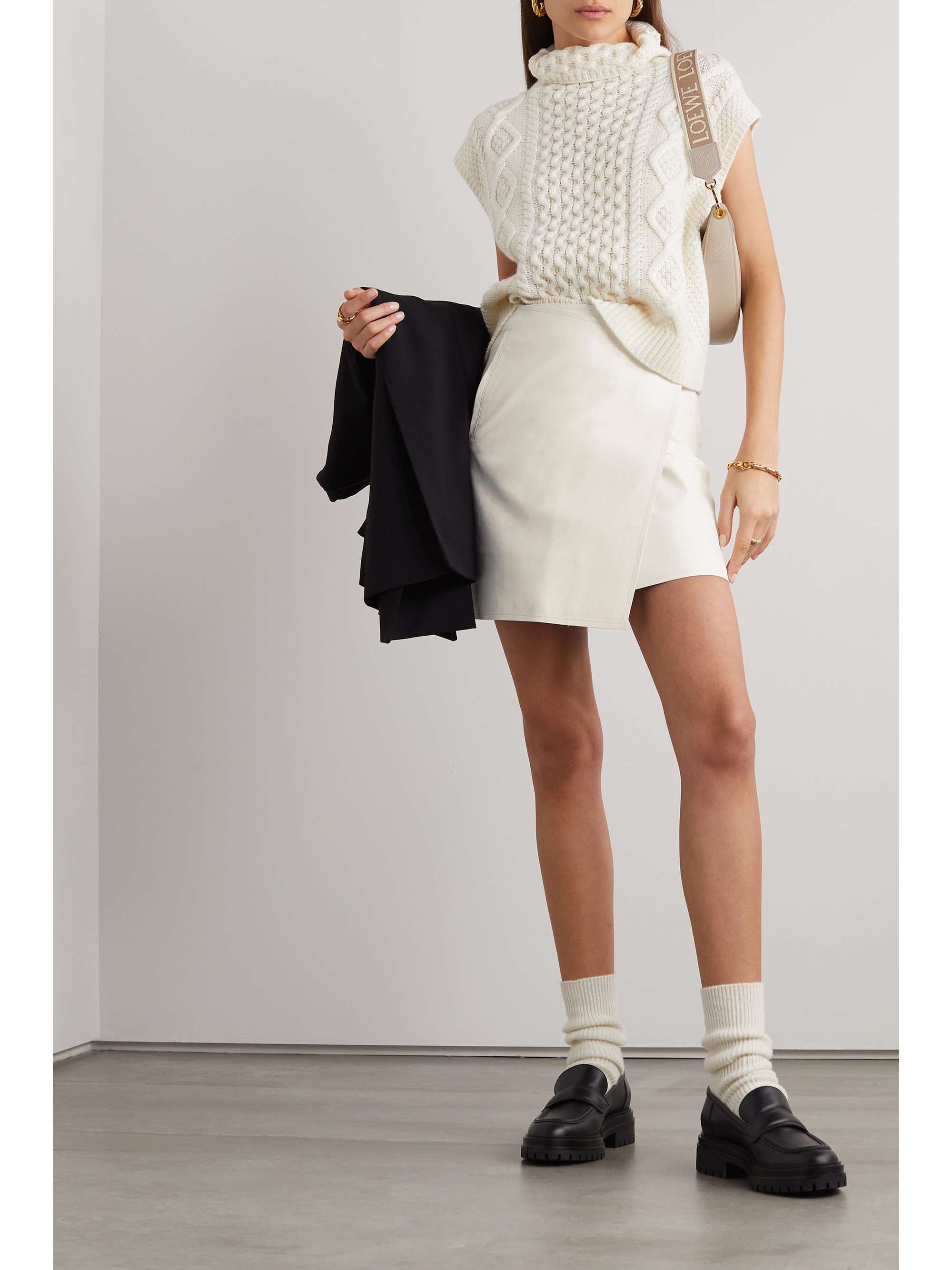 BY MALENE BIRGER Esmaa asymmetric leather mini wrap skirt