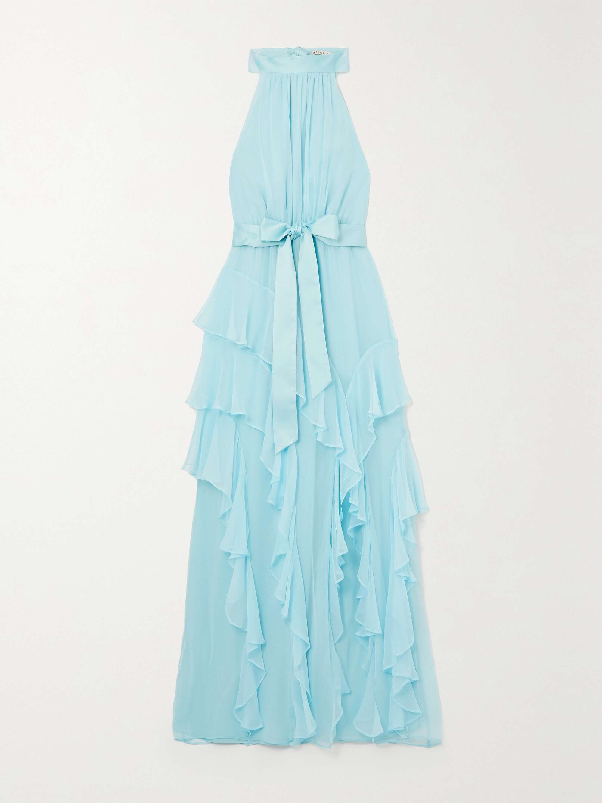 ALICE + OLIVIA Emelia pleated silk halterneck maxi dress | NET-A-PORTER